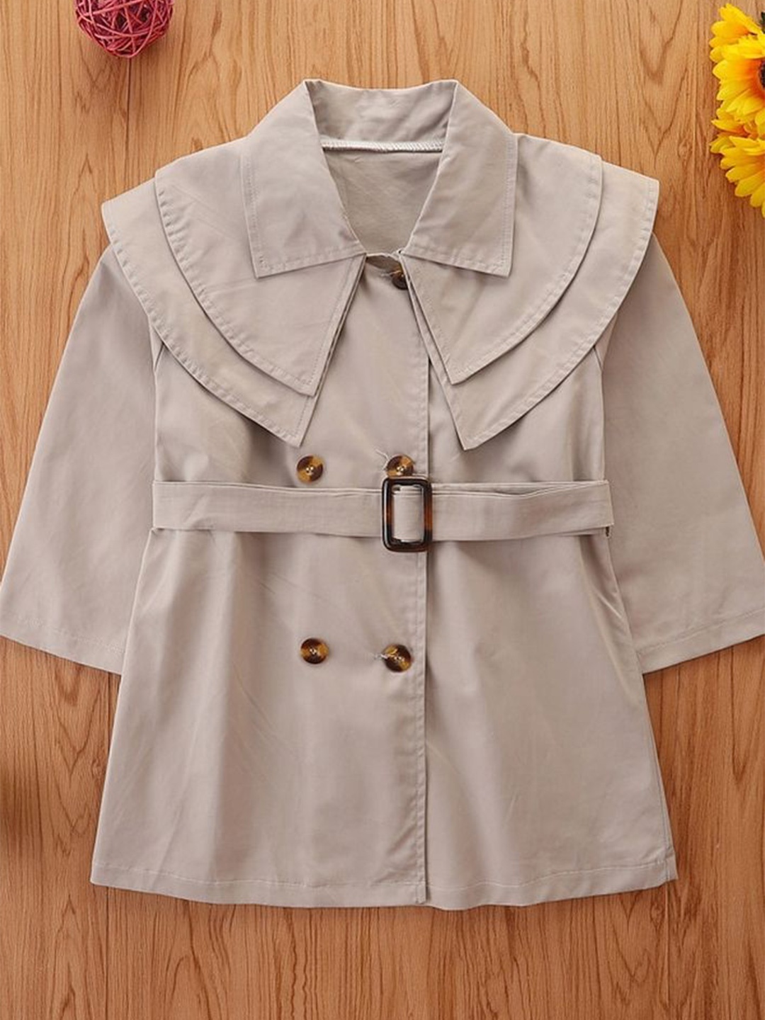 

LULU & SKY Girls Double Breasted Coat, Beige