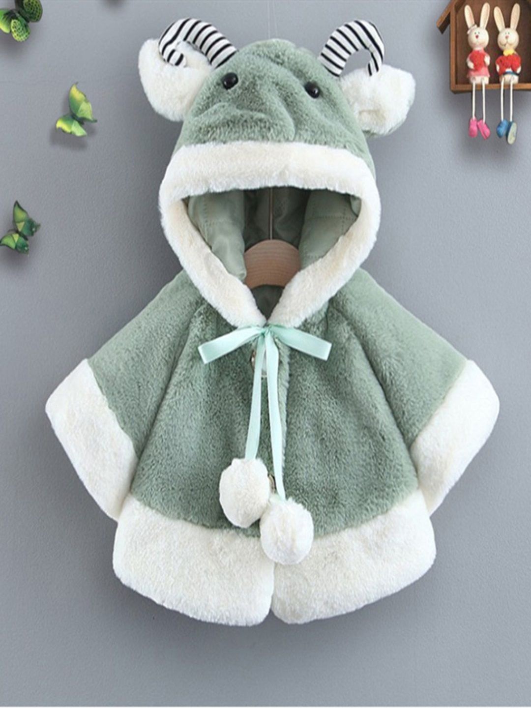 

Xsole Kids Self Designed Single-Breasted Winter Coats, Green