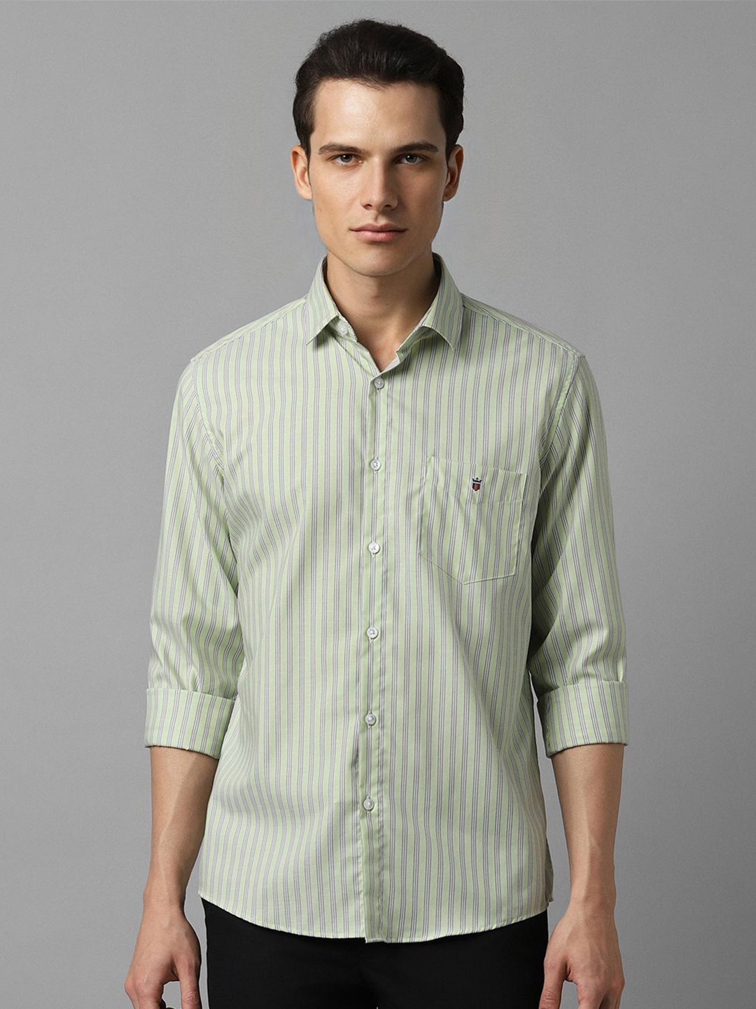 

Louis Philippe Sport Men Slim Fit Opaque Striped Casual Shirt, Green