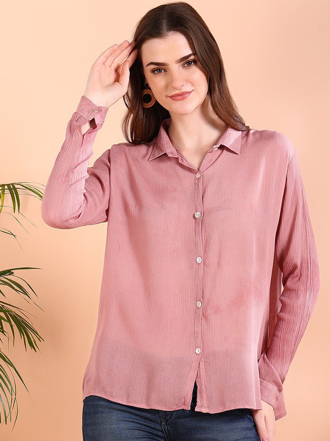 

Maaesa Women Comfort Opaque Casual Shirt, Mauve