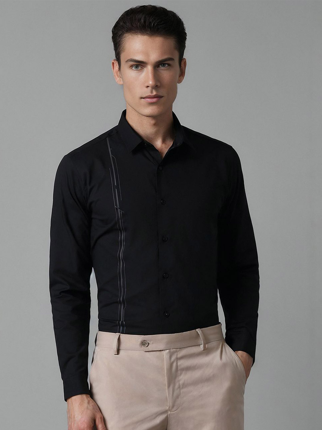 

Louis Philippe Sport Men Super Slim Fit Opaque Printed Casual Shirt, Black