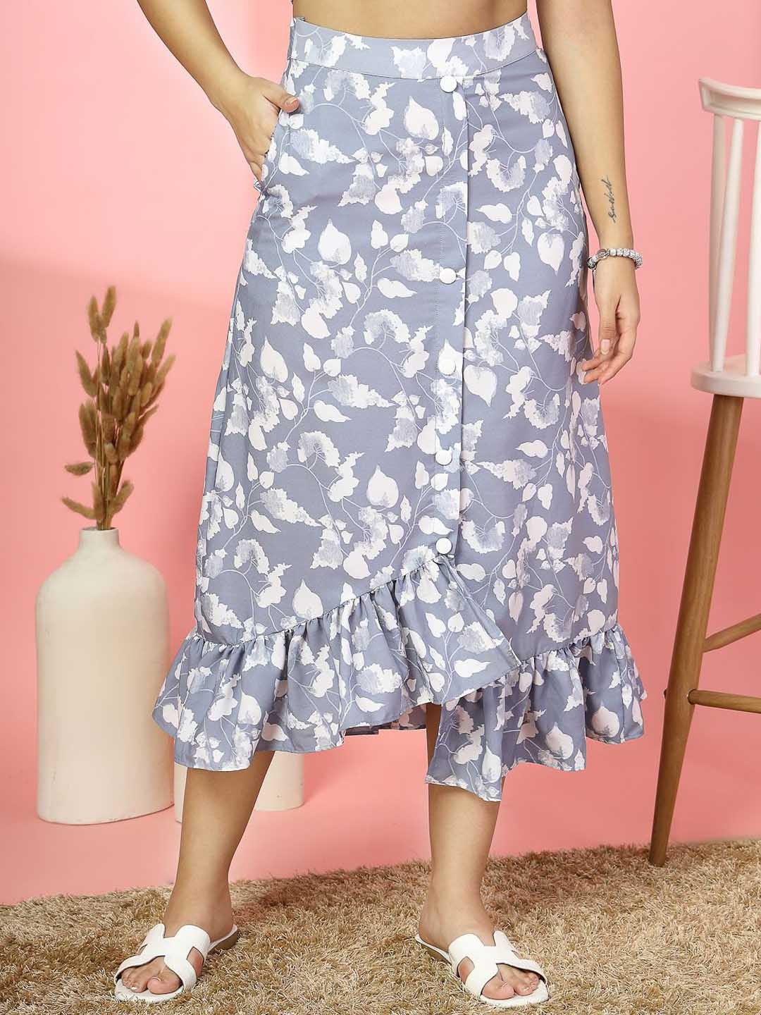 

Oomph! Printed A-Line Midi Skirt, Grey
