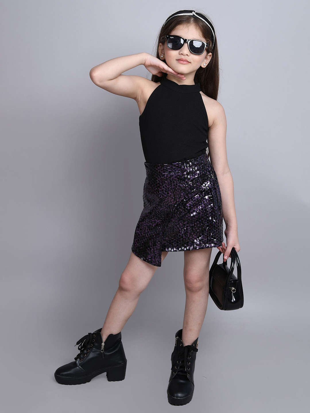 

taffykids Girls Top with Skirt, Black
