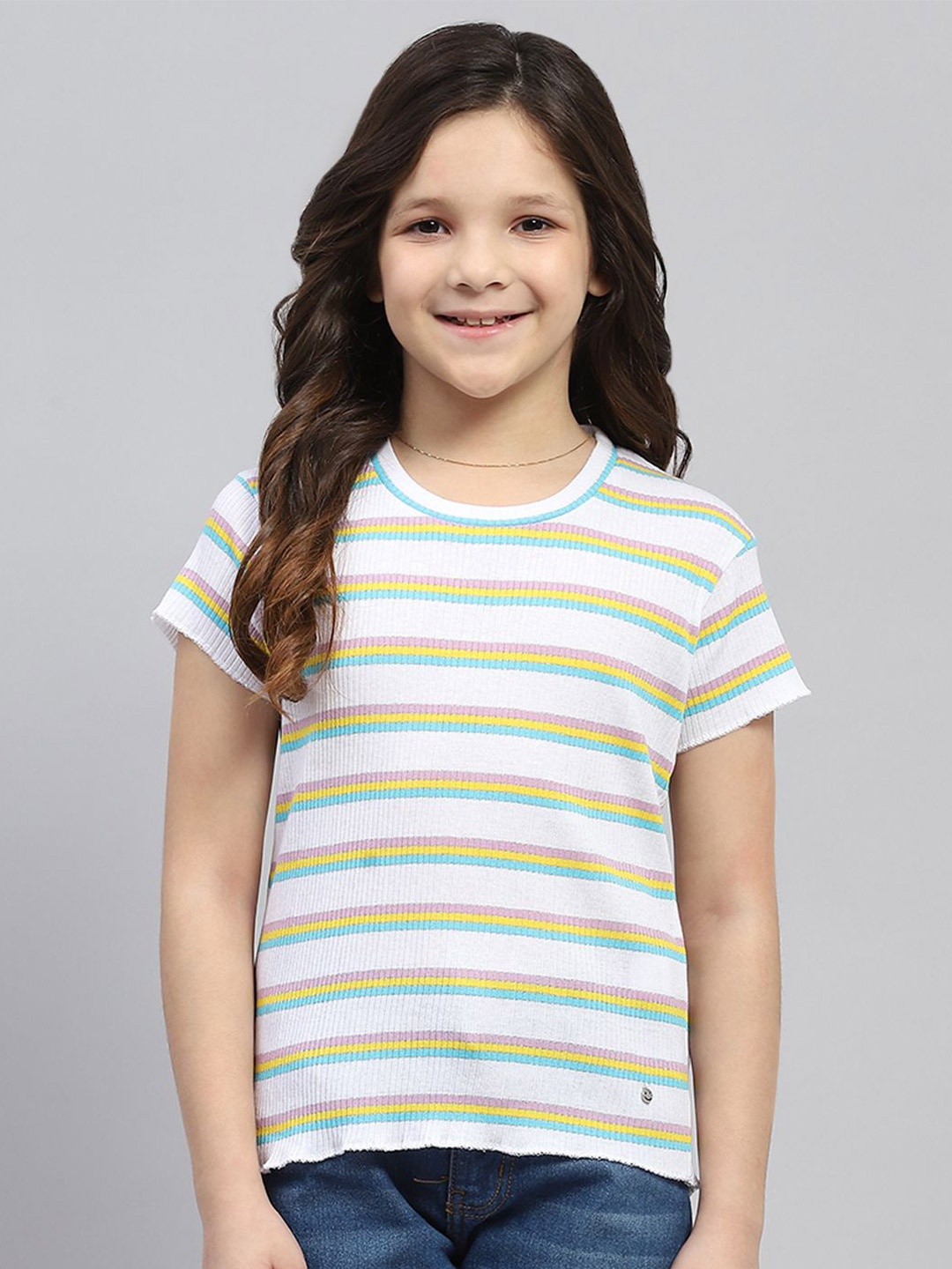 

Monte Carlo Girl Striped Short Sleeves Top, White