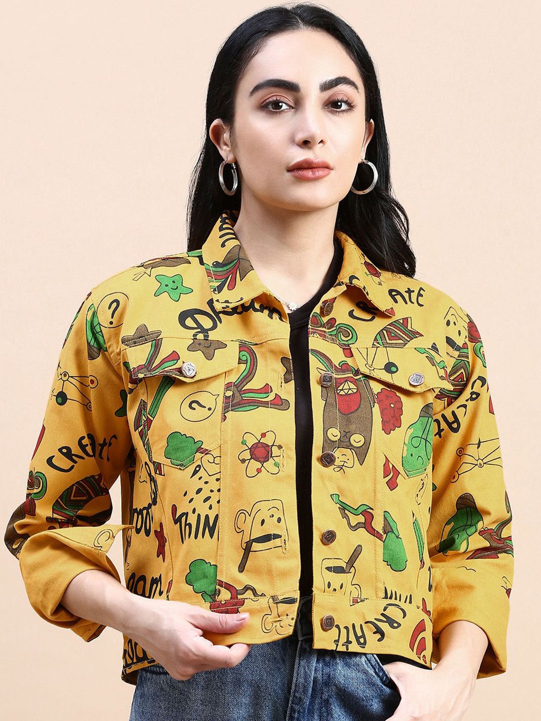 

VOXATI Women Tailored Jacket with Patchwork, Multi