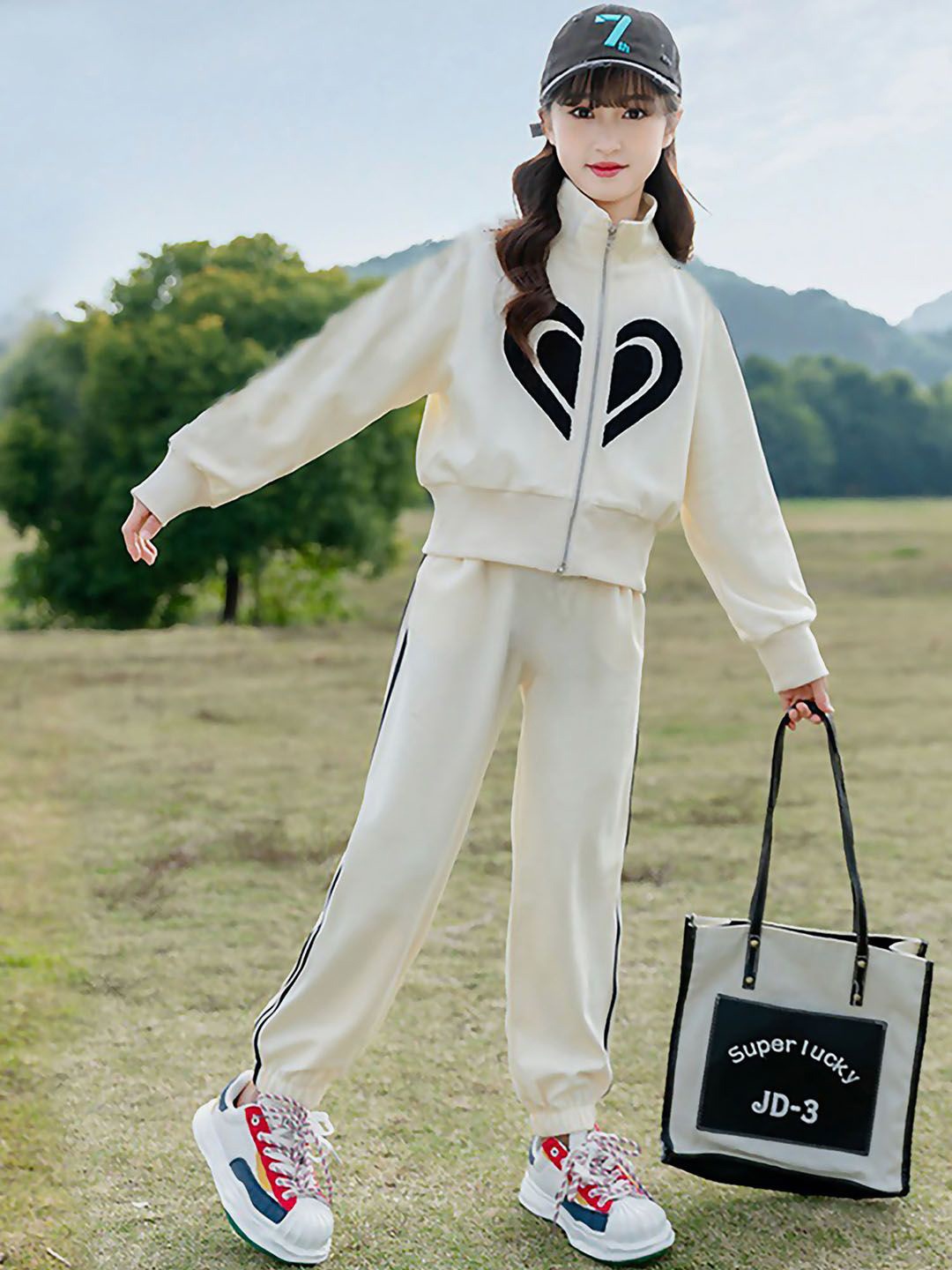 

Little Surprise Box LLP Kids Printed Tracksuit, Cream