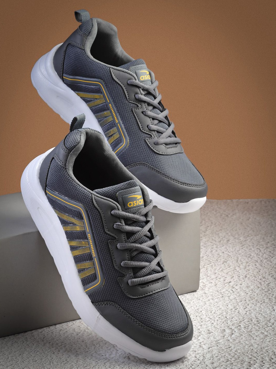 

ASIAN Men Mesh Running Non-Marking Shoes, Grey
