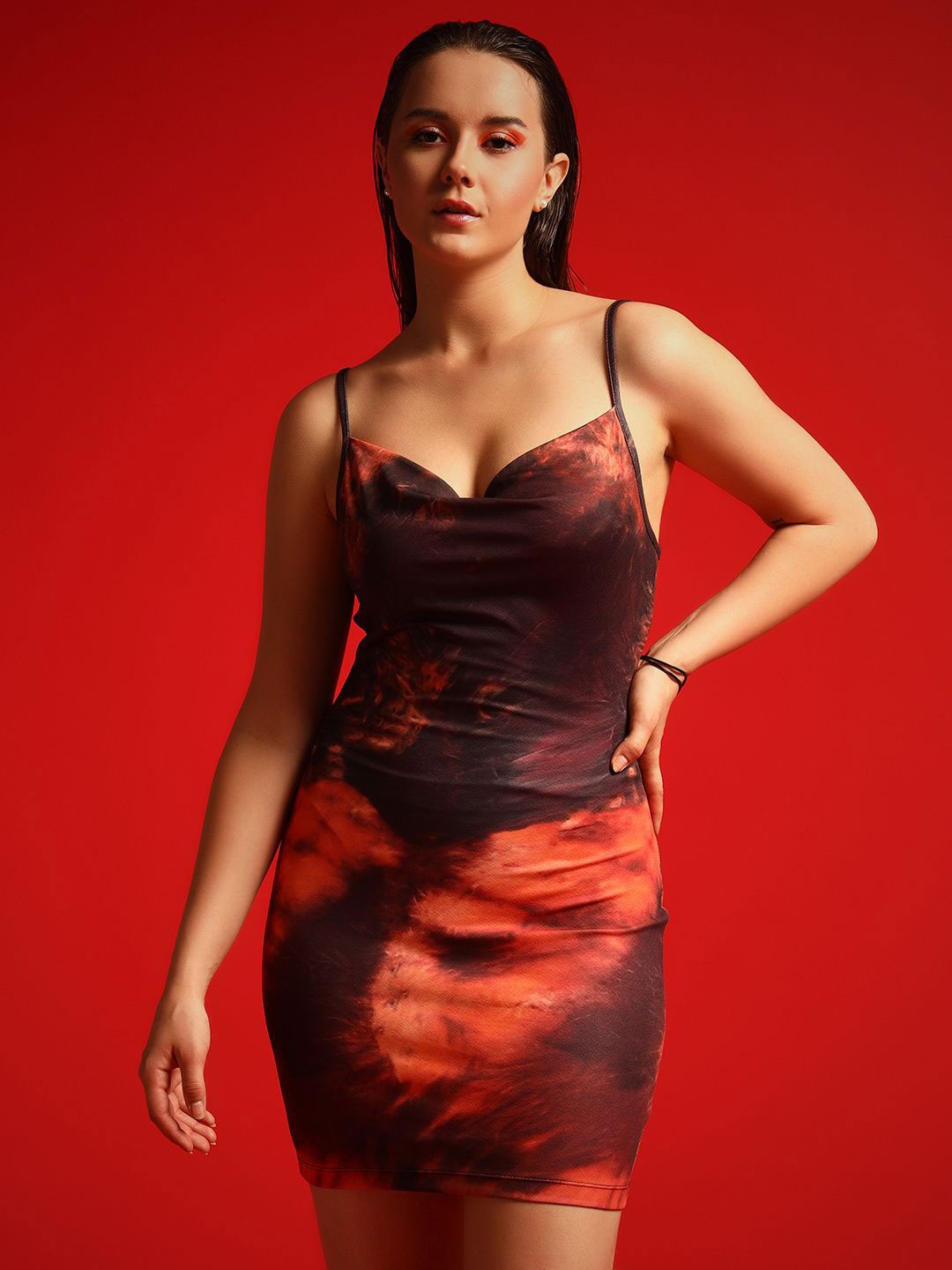 

TANDUL Bodycon Mini Dress, Brown