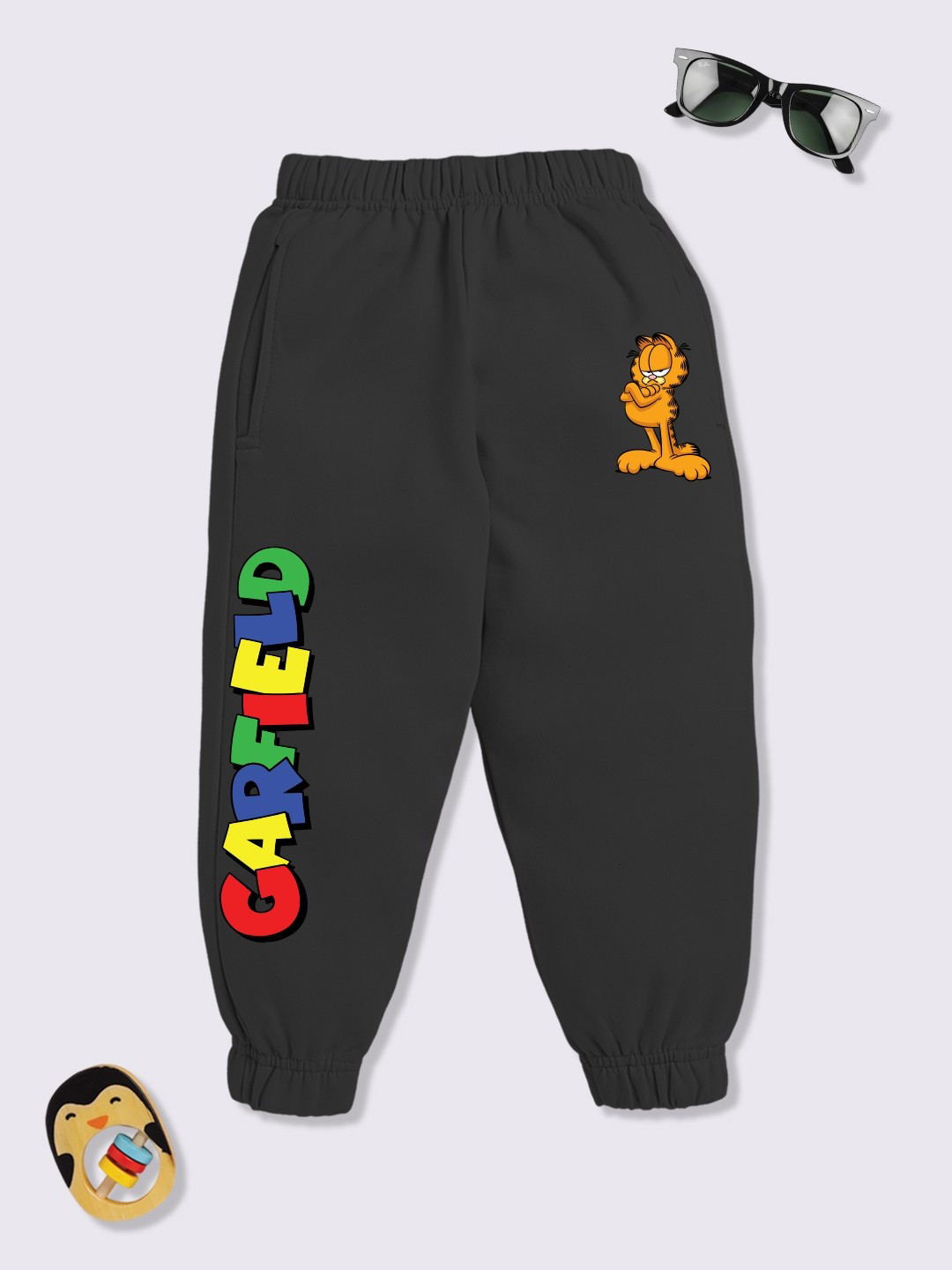 

YK X Minute Mirth Boys Garfield Printed Joggers, Black