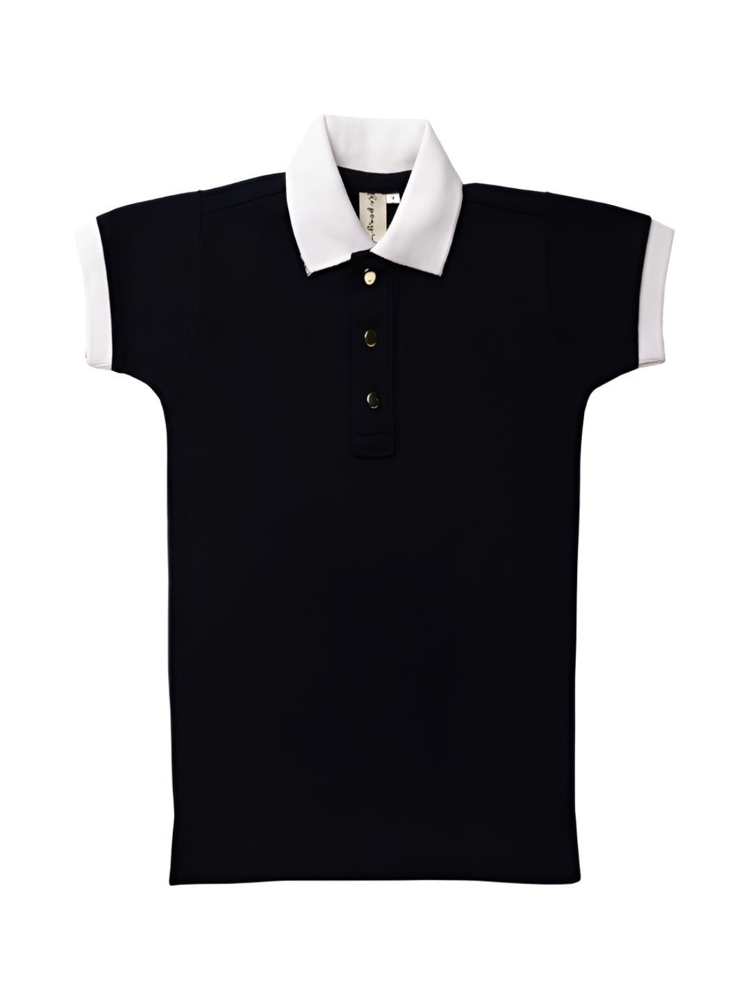 

THE PONY & PEONY CO. Girls Polo Collar Extended Sleeves Pockets T-shirt, Black