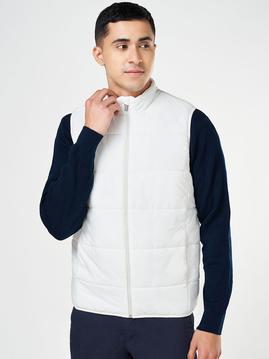 

BYFORD by Pantaloons Men Crop Quilted Jacket, Off white