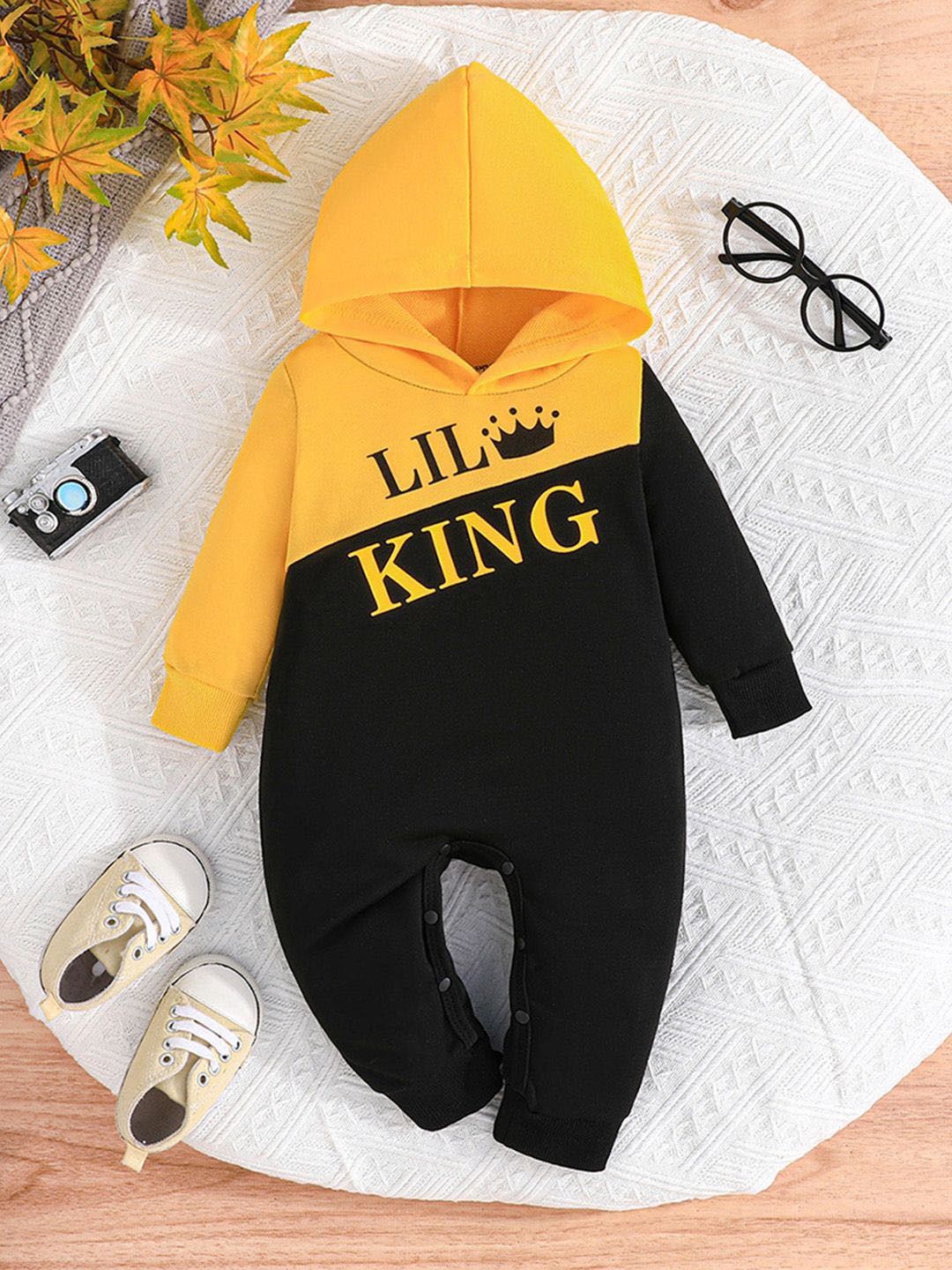 

INCLUD Infant Boys Printed Hooded Rompers, Yellow