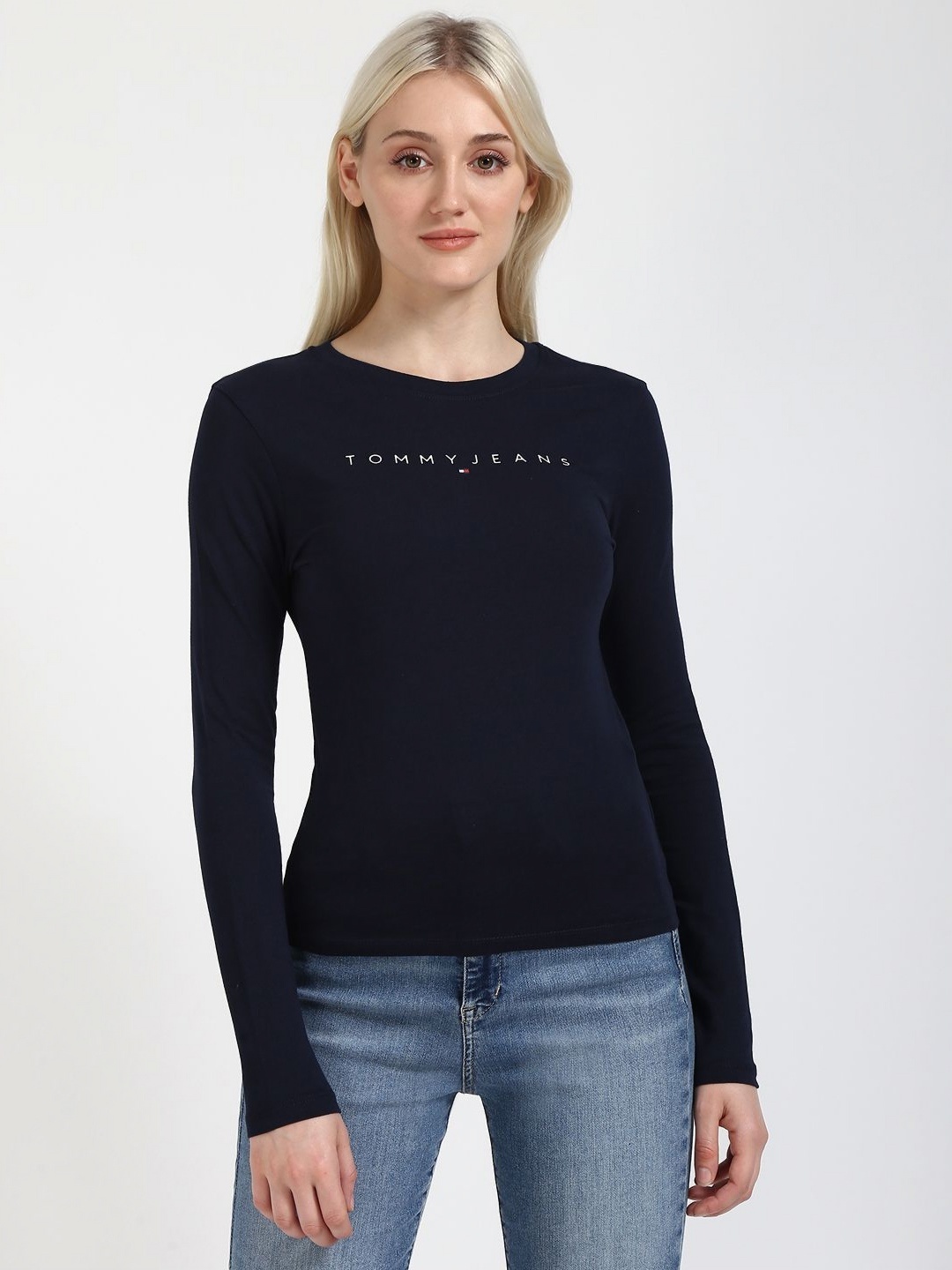 

Tommy Hilfiger Women Typography Slim Fit T-shirt, Blue