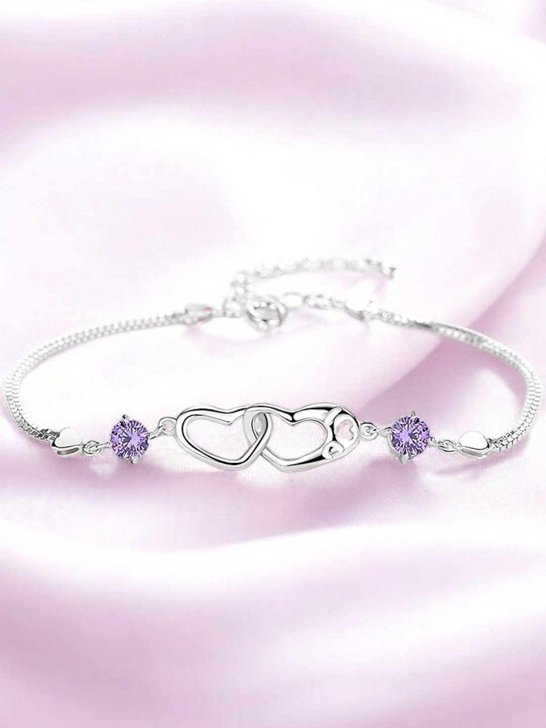 

Nilu's Collection Women Cubic Zirconia Silver-Plated Wraparound Bracelet