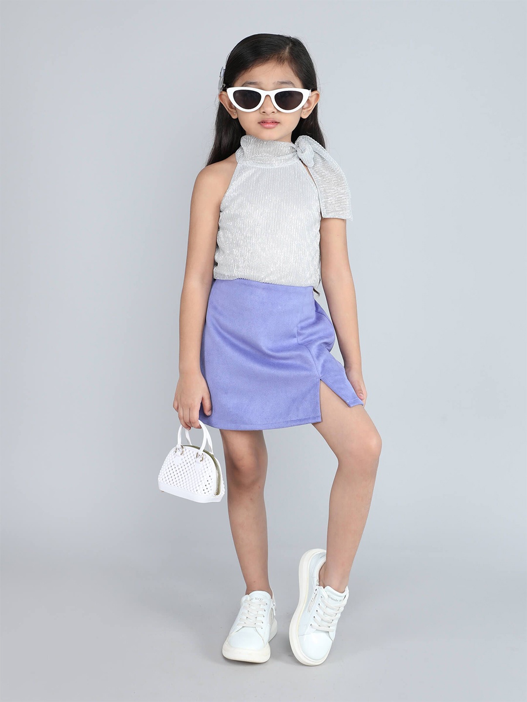 

taffykids Girls Top with Skirt, Silver
