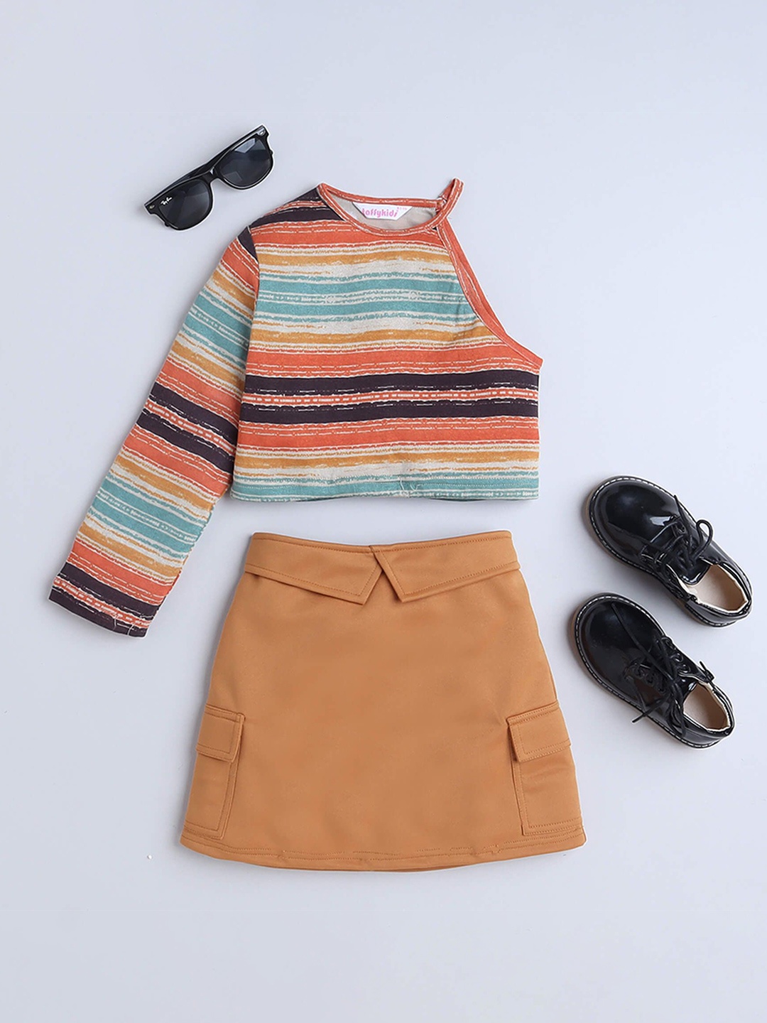 

taffykids Girls Top with Skirt, Brown