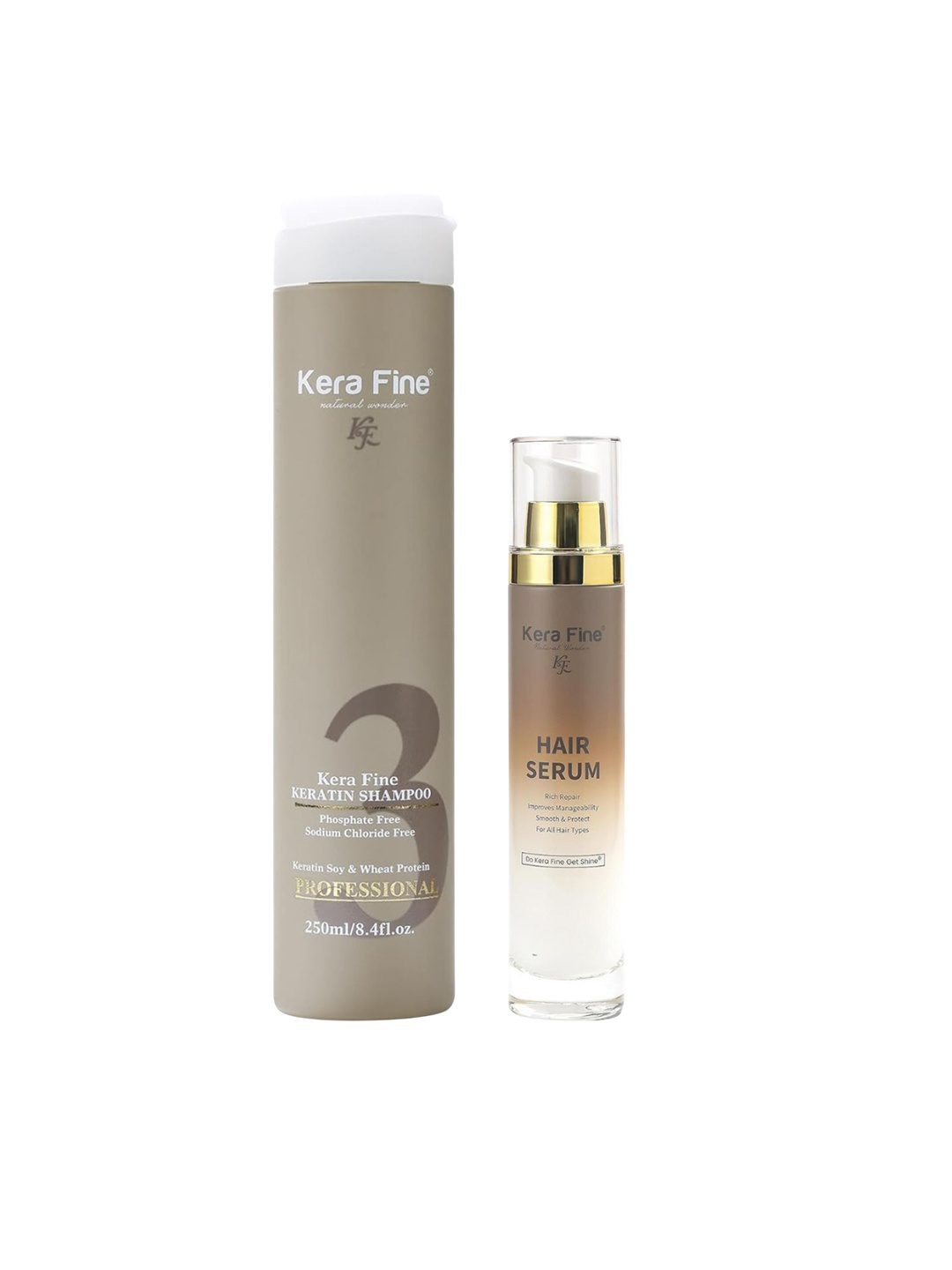 

KERA FINE Set Of 2 Keratin Shampoo - 250 ml & Hair Serum - 50 ml, Brown