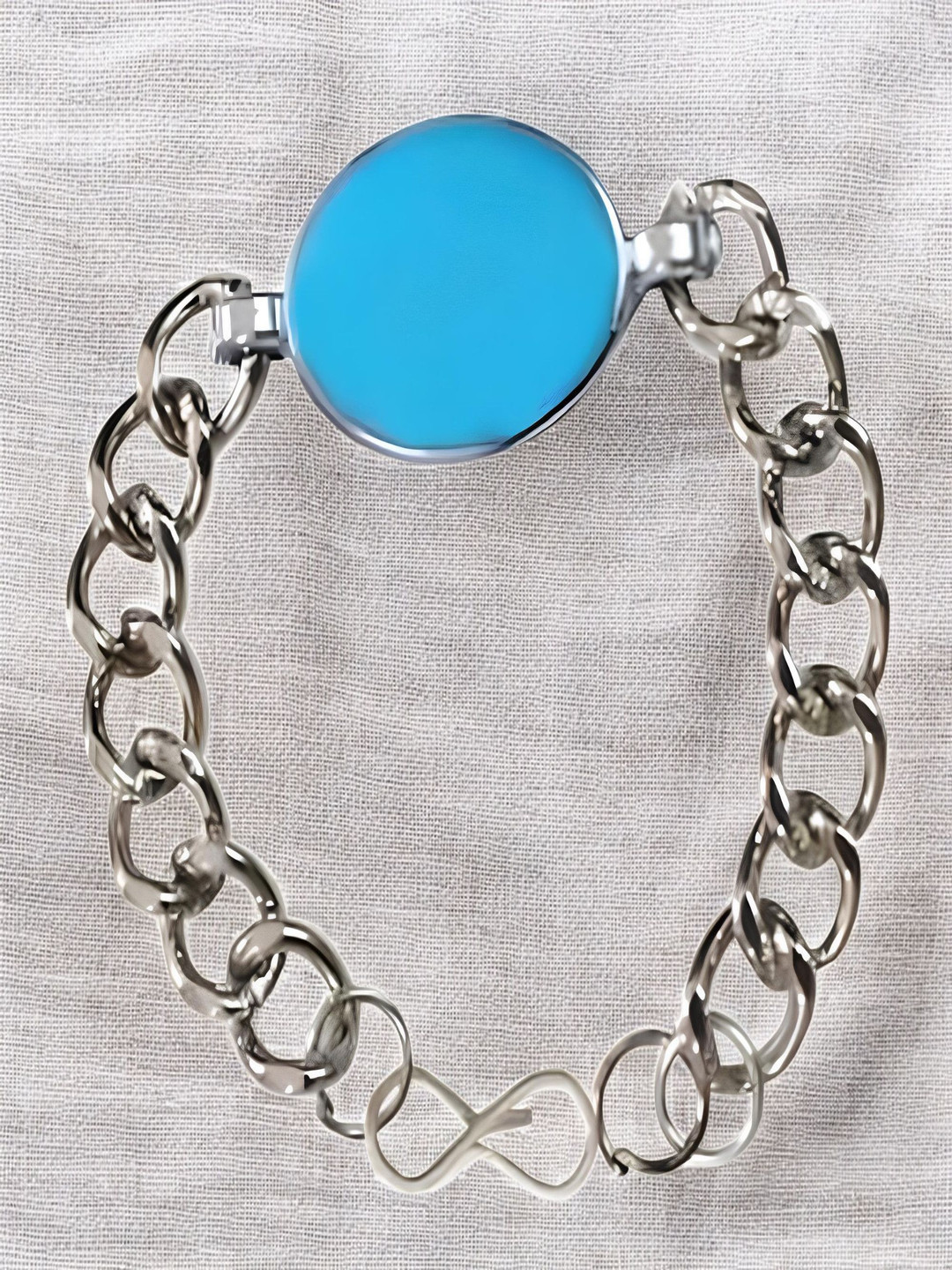 

RUHI COLLECTION Unisex Wood Oxidised Silver-Plated Charm Bracelet, Turquoise blue