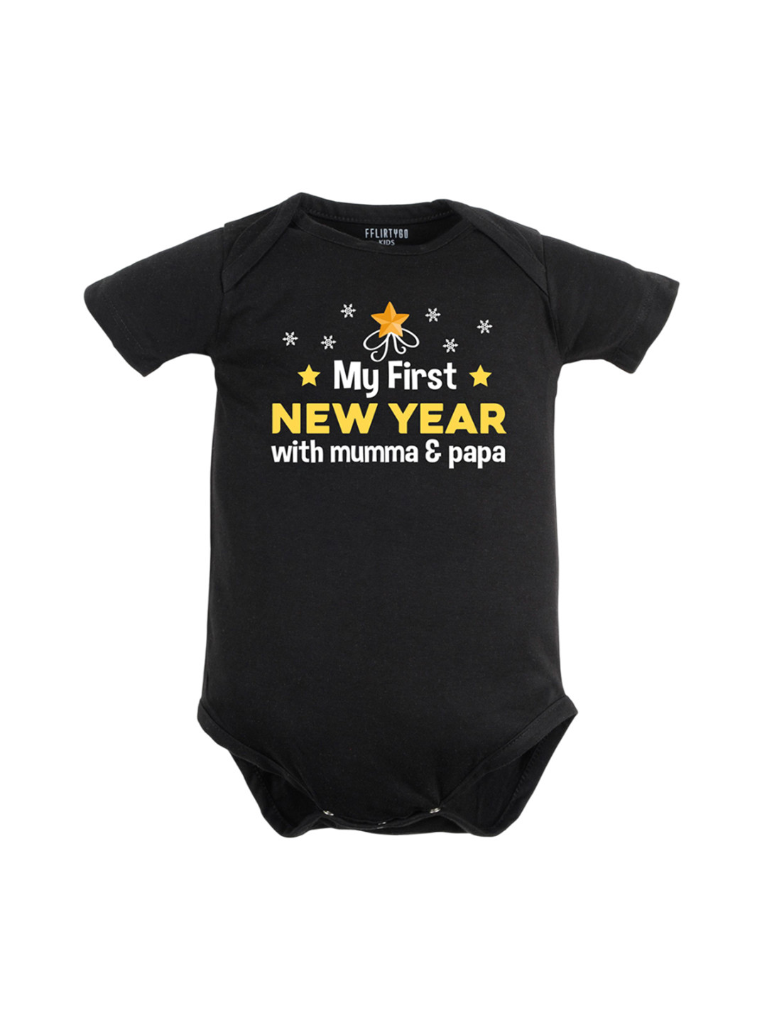 

FFLIRTYGO Infants Printed Pure Cotton Bodysuit, Black