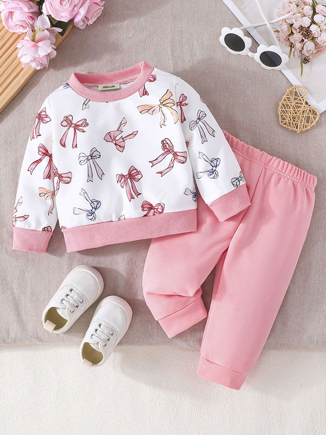 

INCLUD Girls Printed Trousers, Pink