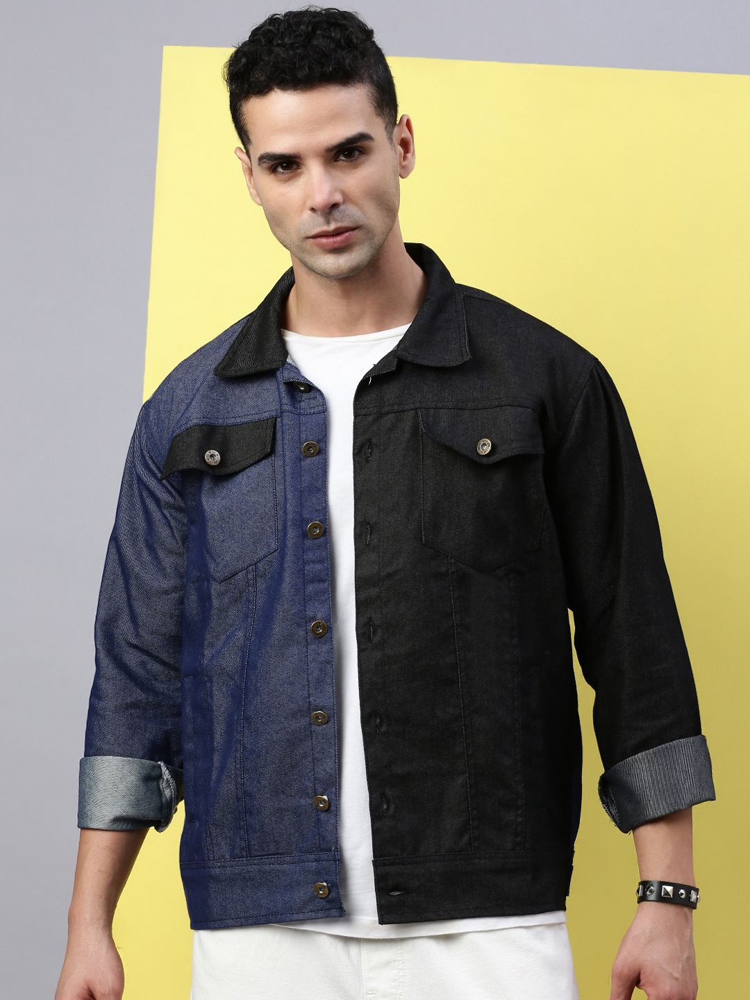 

VOXATI Men Colourblocked Denim Jacket, Multi