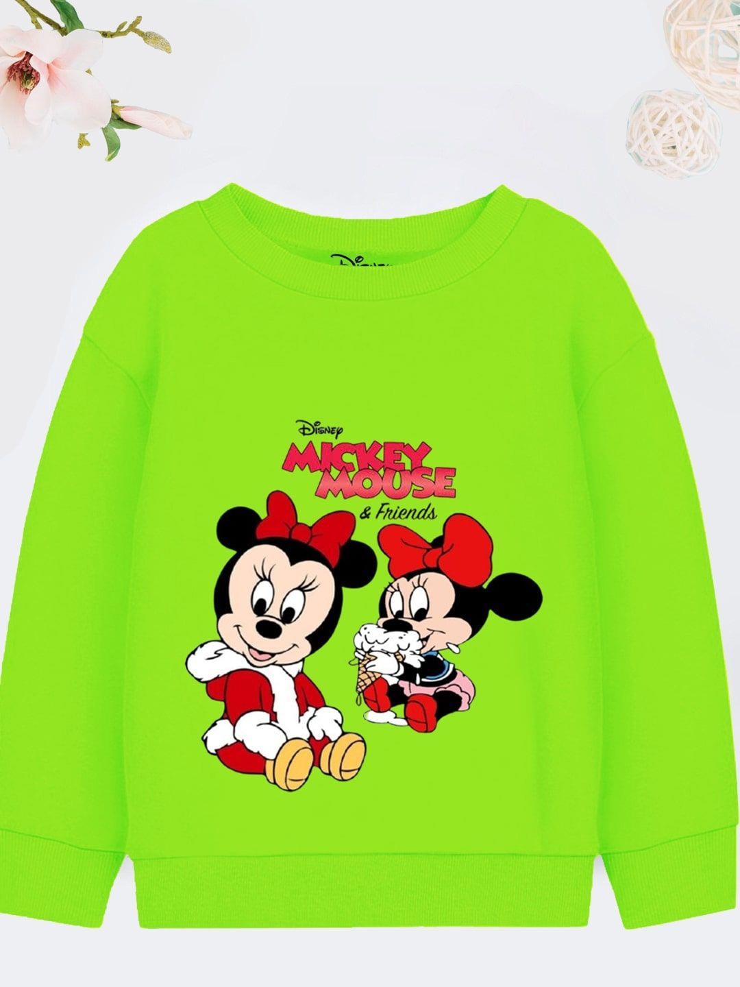 

YK Disney Girls Printed Sweatshirt, Lime green