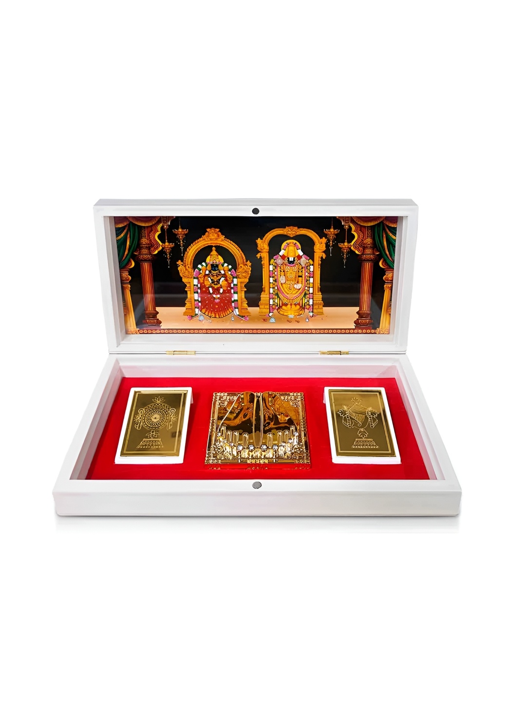 

Adhvik Gold Plated Lord Tirupati Balaji Shankh Chakra Photo Frame Decorative Showpiece, Multi