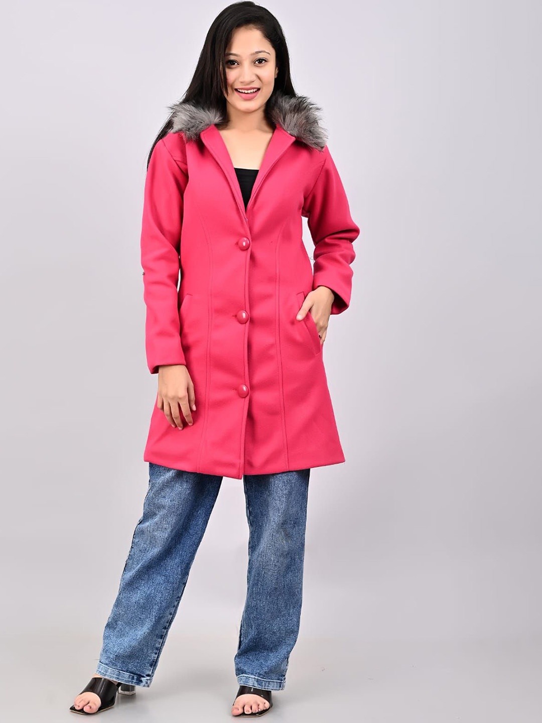 

FELLAMO Girls Single-Breasted Overcoat, Pink