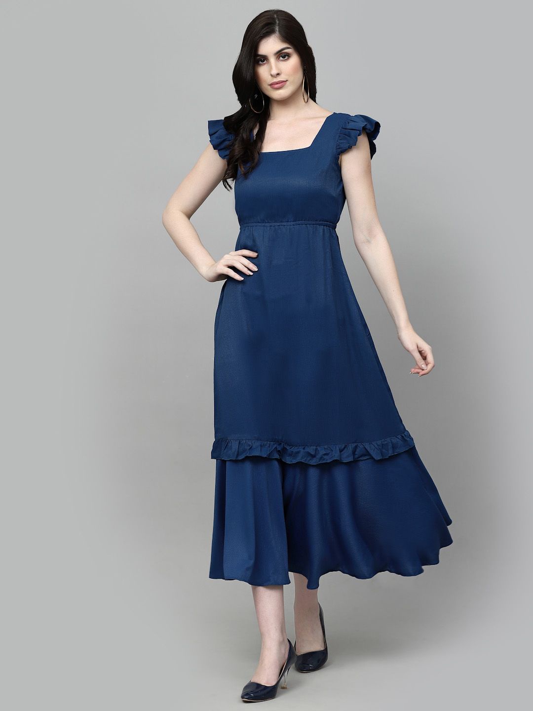 

aayu Women Square Neck Maxi Dress, Blue