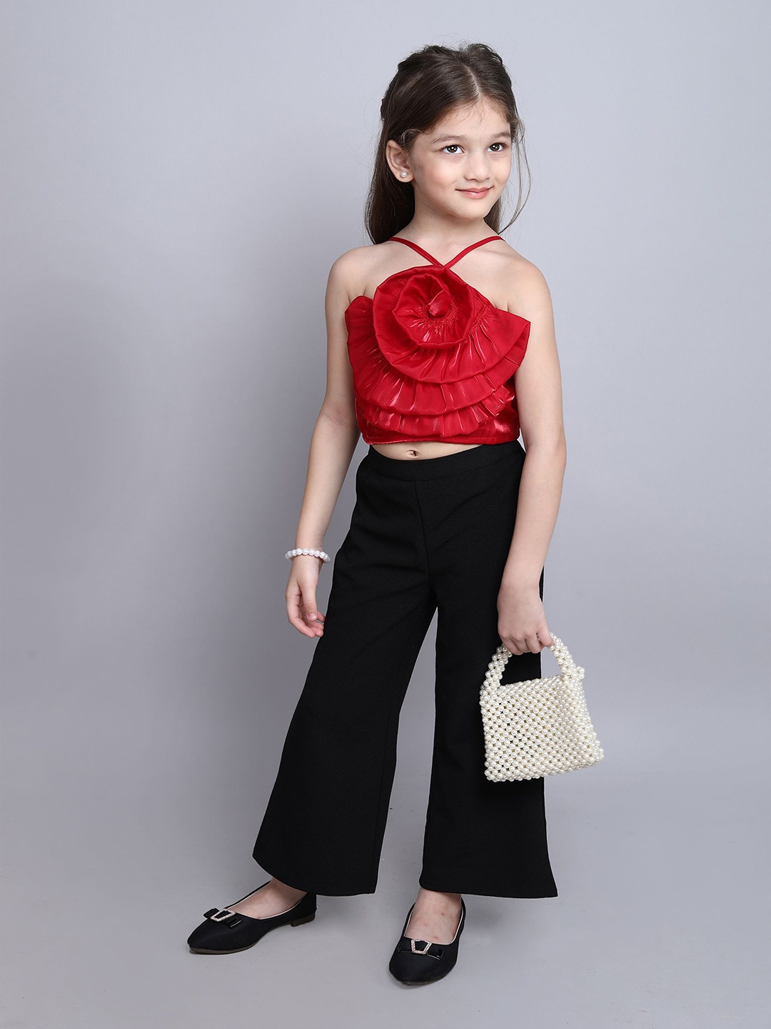 

taffykids Girls Top with Trousers, Red