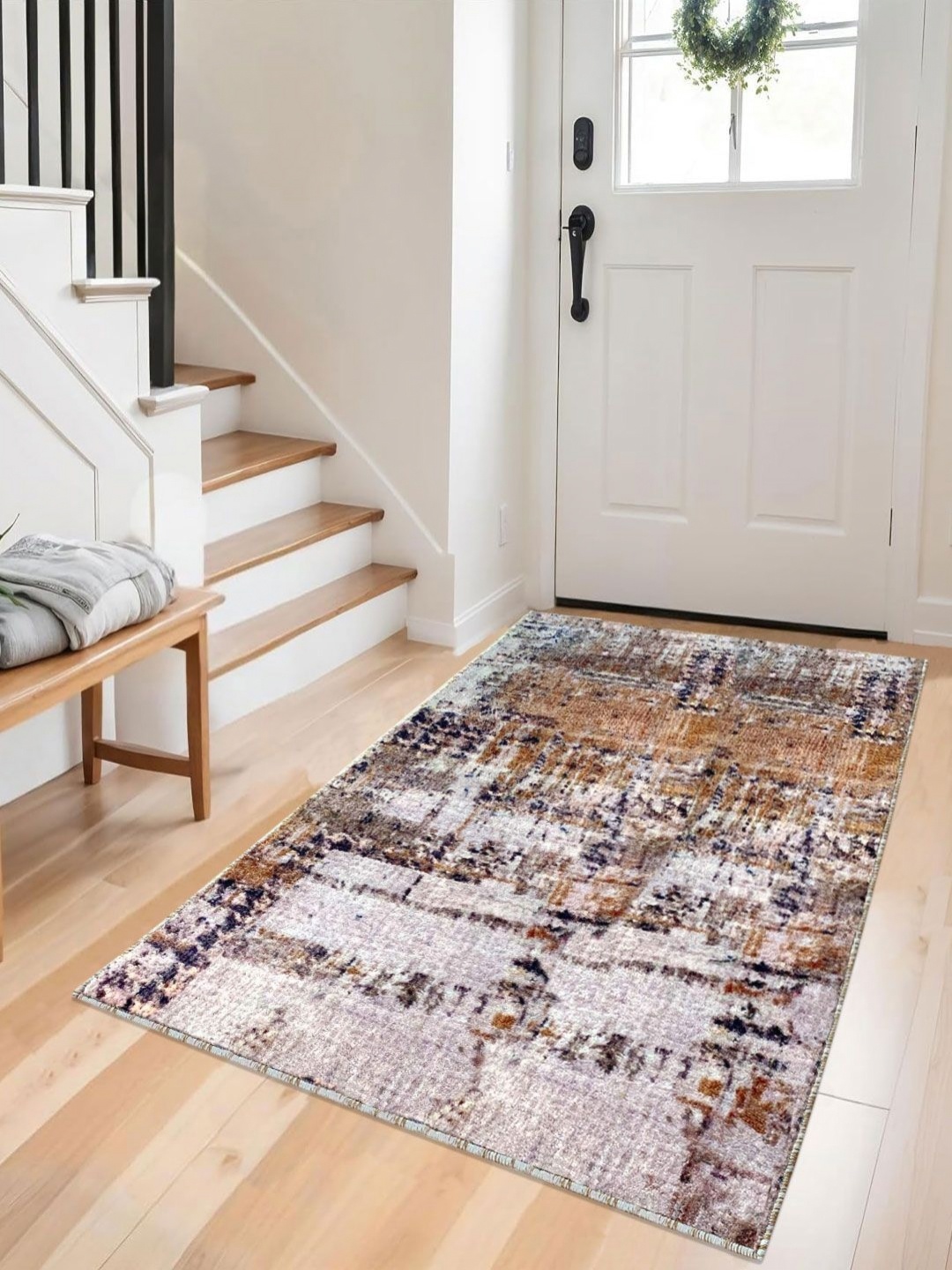

LUXEHOME INTERNATIONAL Yellow Striped Anti-Skid Nylon Carpet