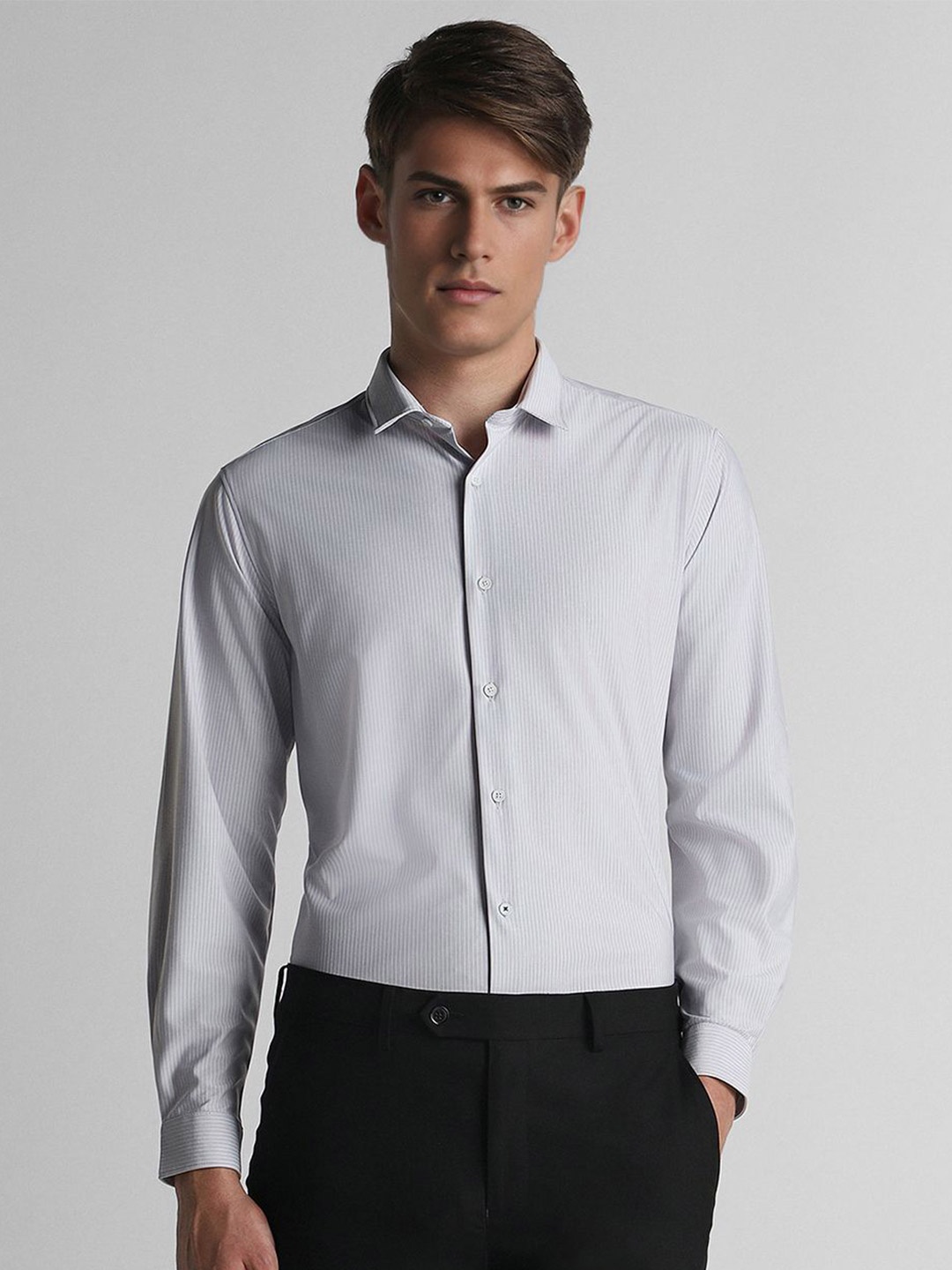 

Louis Philippe Sport Men Super Slim Fit Opaque Striped Casual Shirt, Grey
