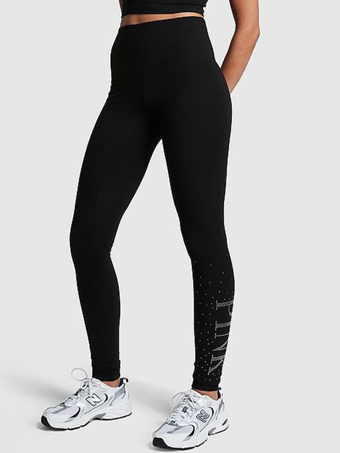 

Victoria's Secret Women High-Rise Ankle-Length Gym Tights, Black