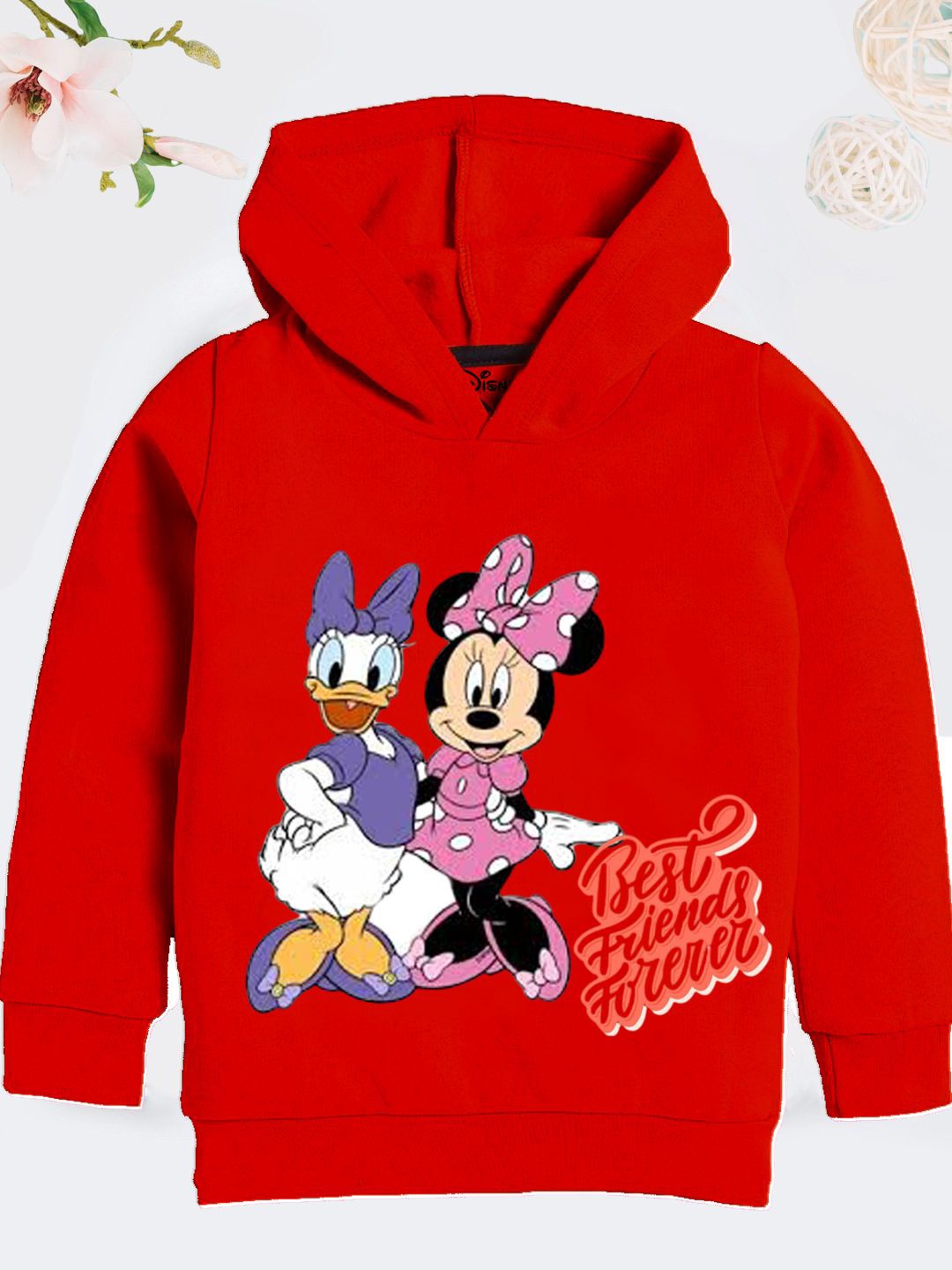

YK Disney Girls Printed Hooded Sweatshirt, Red