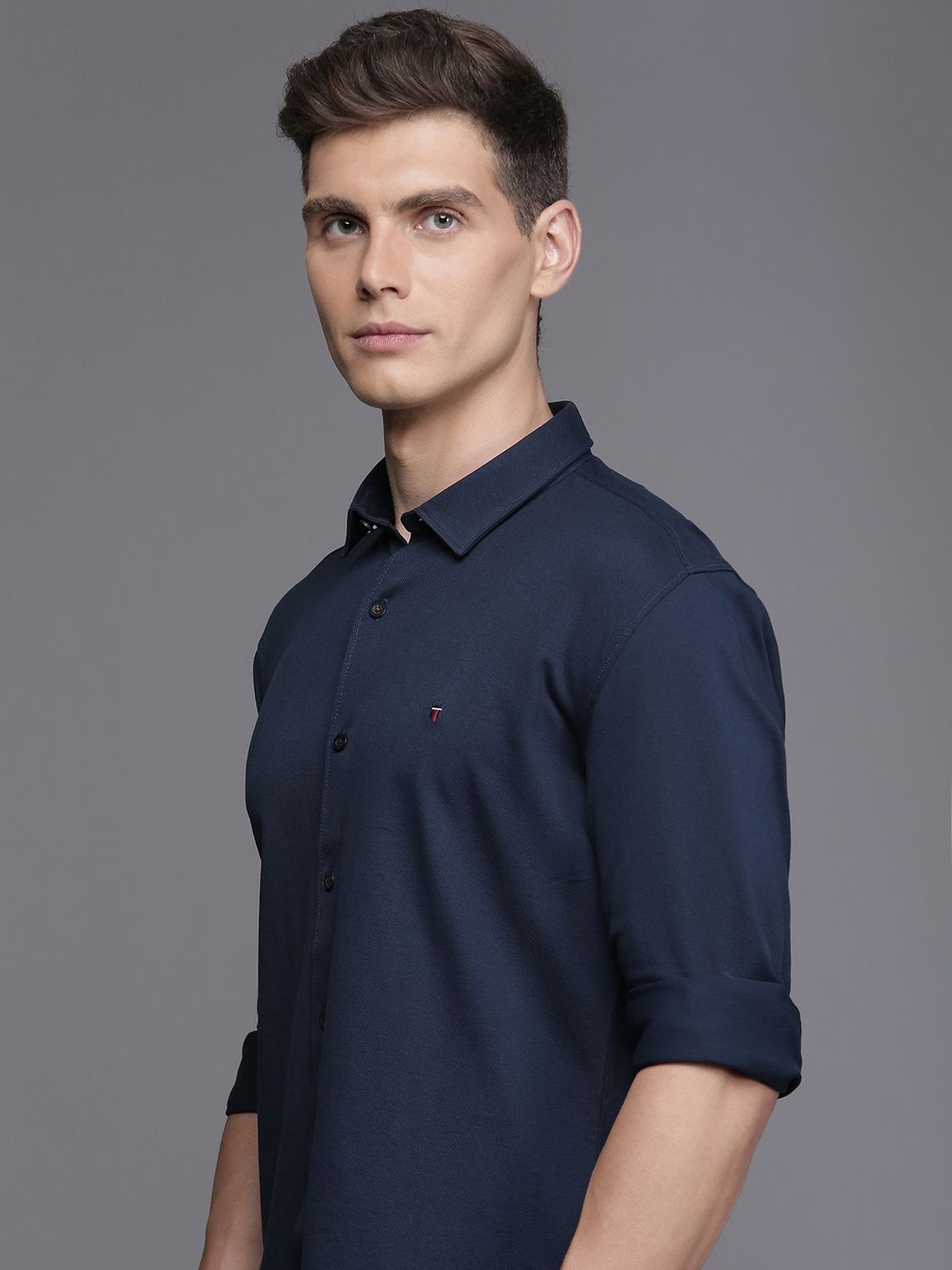 

Louis Philippe Sport Pure Cotton Super Slim Fit Casual Shirt, Navy blue