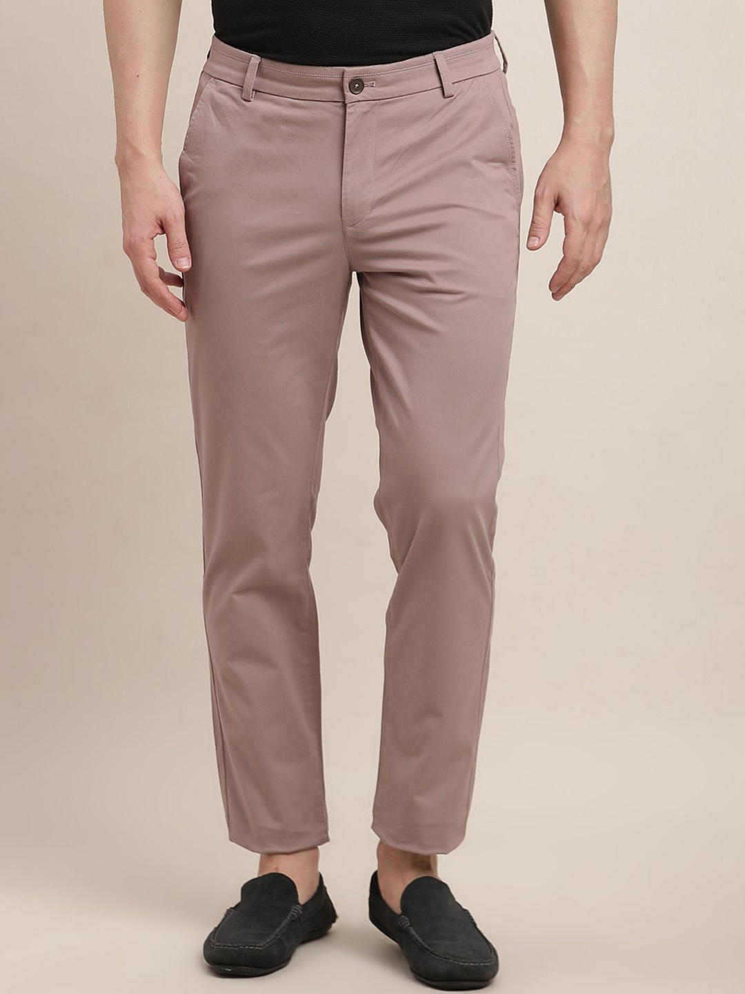

Turtle Men Cotton Relaxed Skinny Fit Chinos Trousers, Mauve