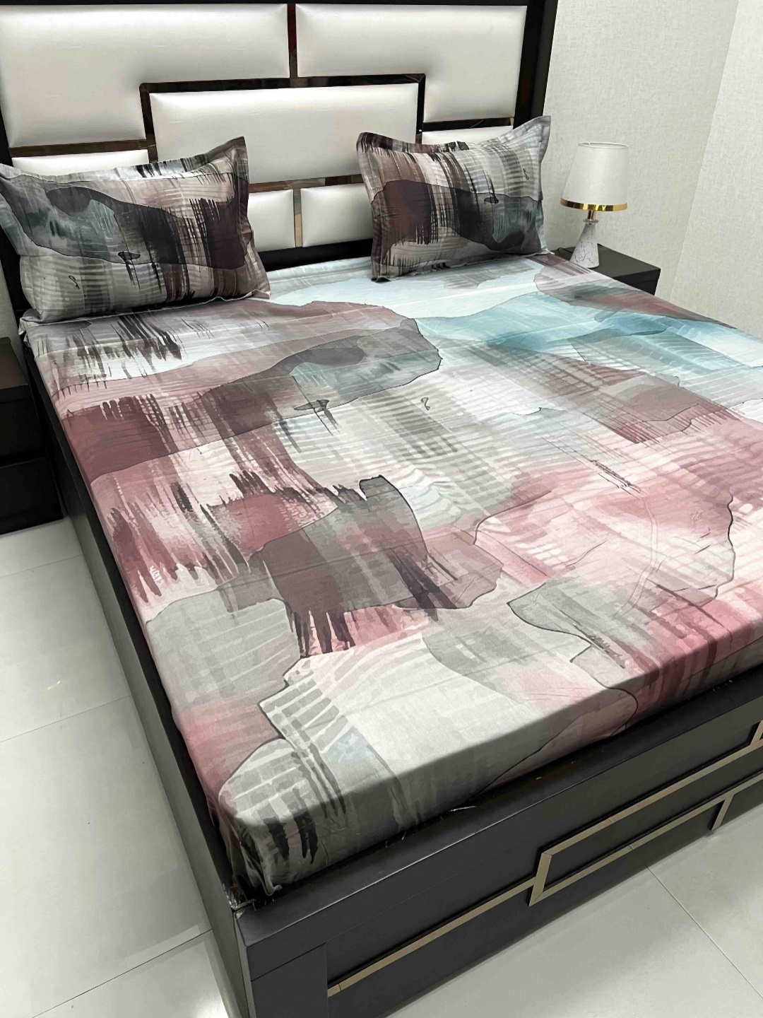 

Pure Decor Cotton King Size Double Bed Bedsheet With 2 Pillow Covers 2.74m X 2.74m, Purple
