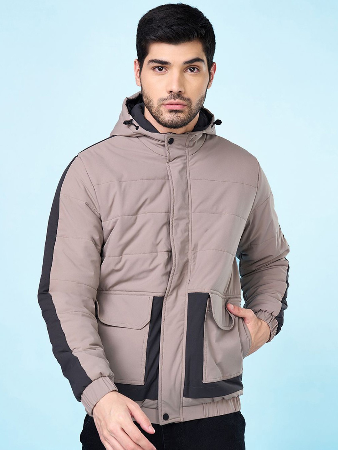 

SF JEANS by Pantaloons Men Longline Puffer Jacket, Beige