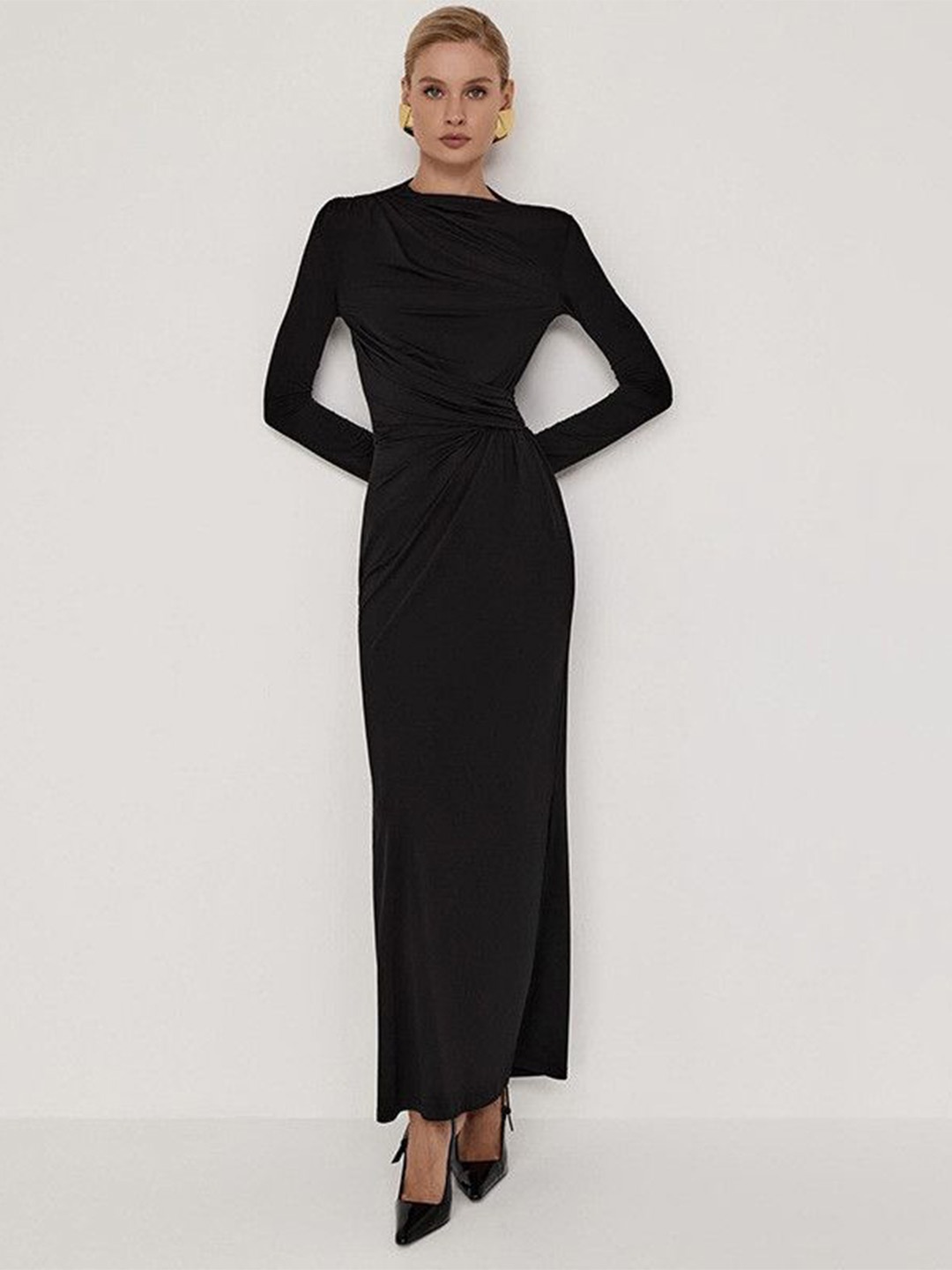 

DressBerry Women Ruched Maxi Dress, Black