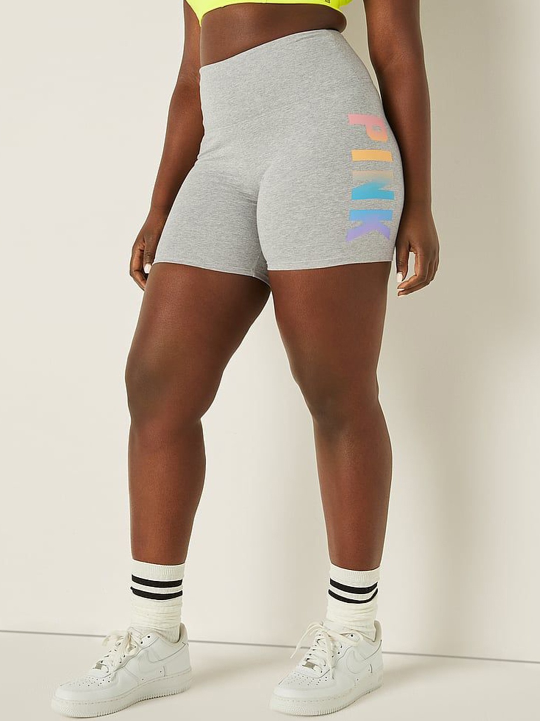 

Victoria's Secret Women Skinny Fit Above Knee High-Rise Shorts, Grey