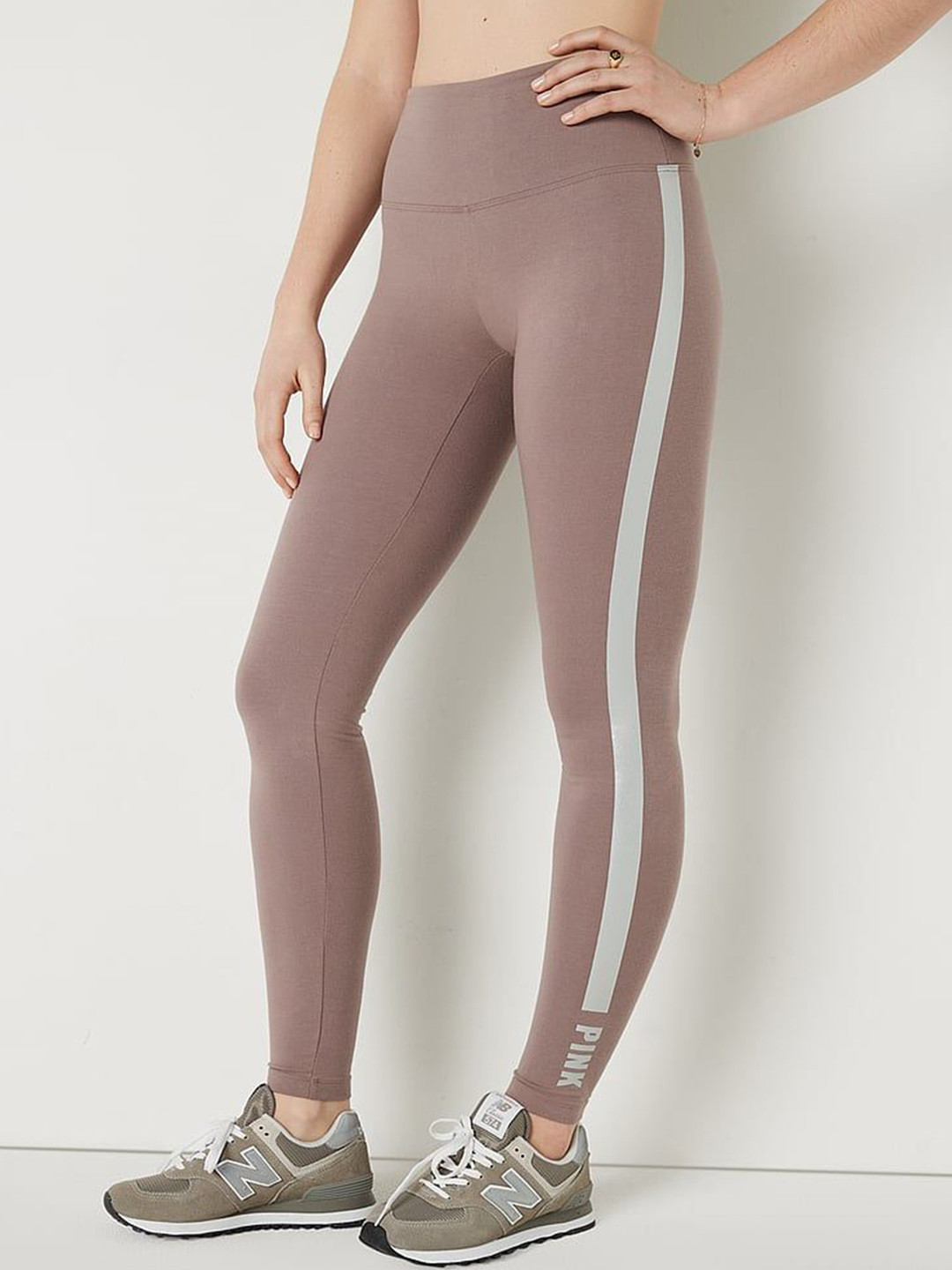 

Victoria's Secret Women Cotton Striped Ankle Length Tights, Brown