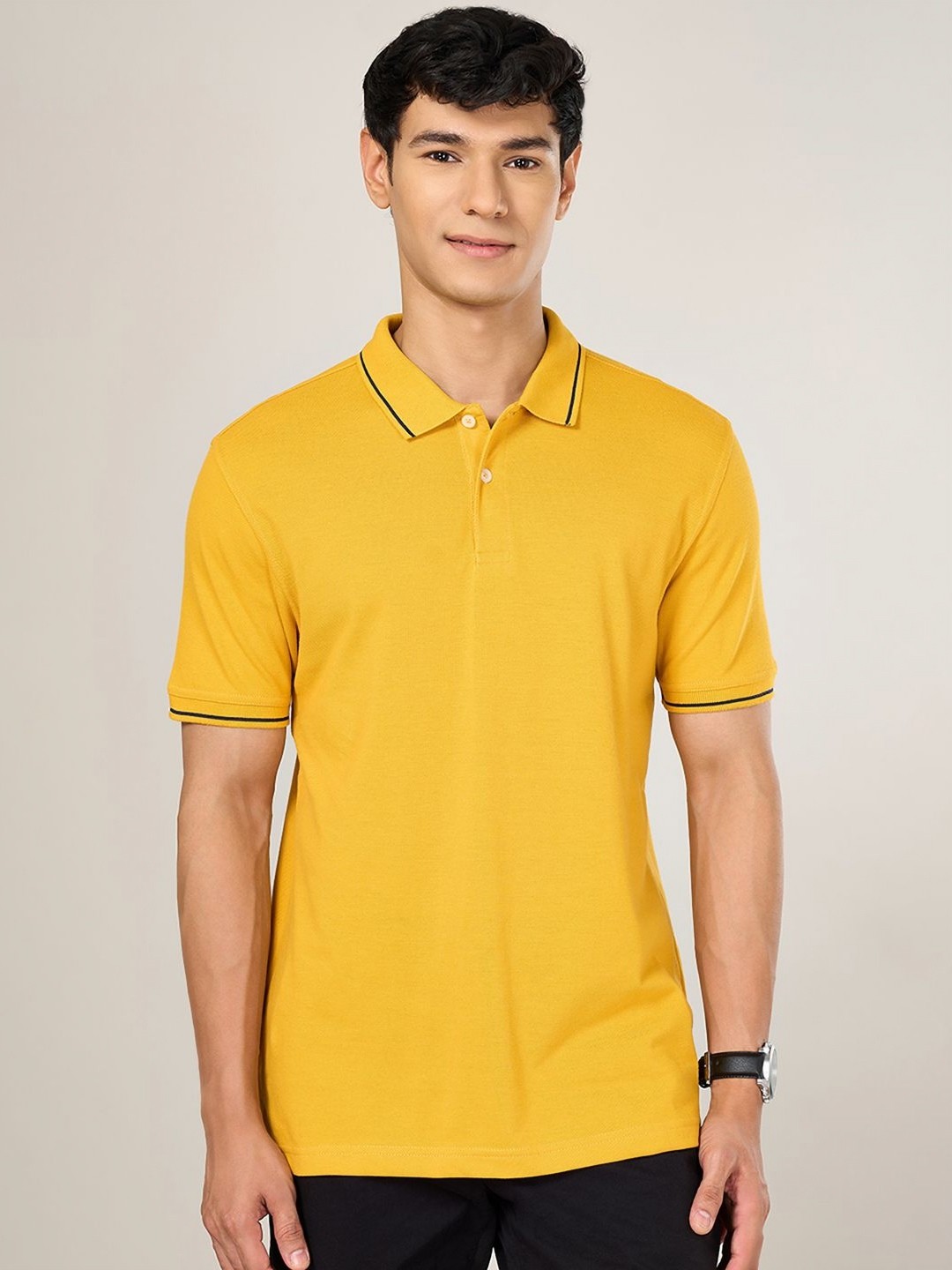 

BYFORD by Pantaloons Men Pockets Slim Fit T-shirt, Yellow