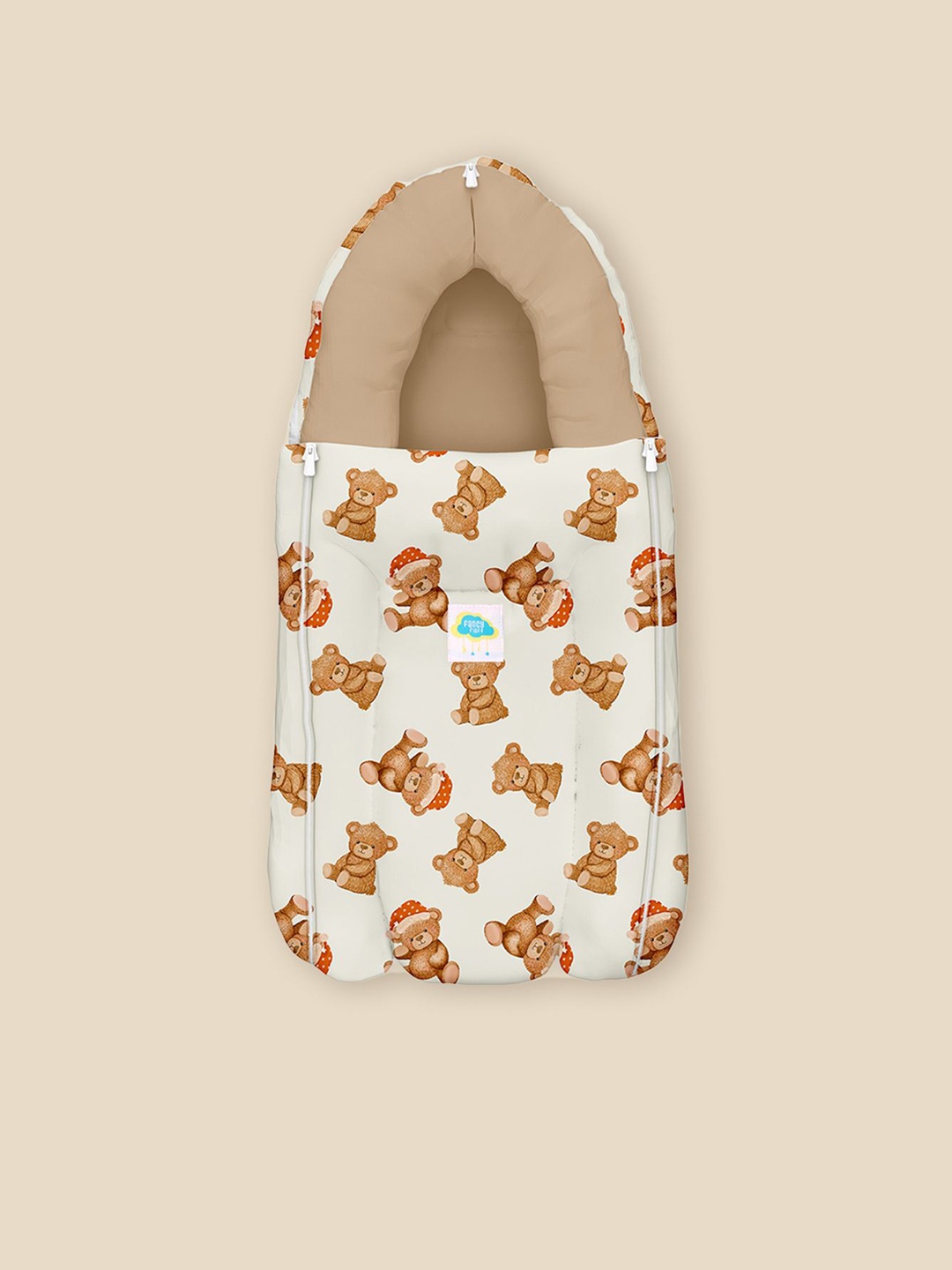 

Fancy Fluff Graphic Printed Antimicrobial Baby Sleeping Bag, Beige