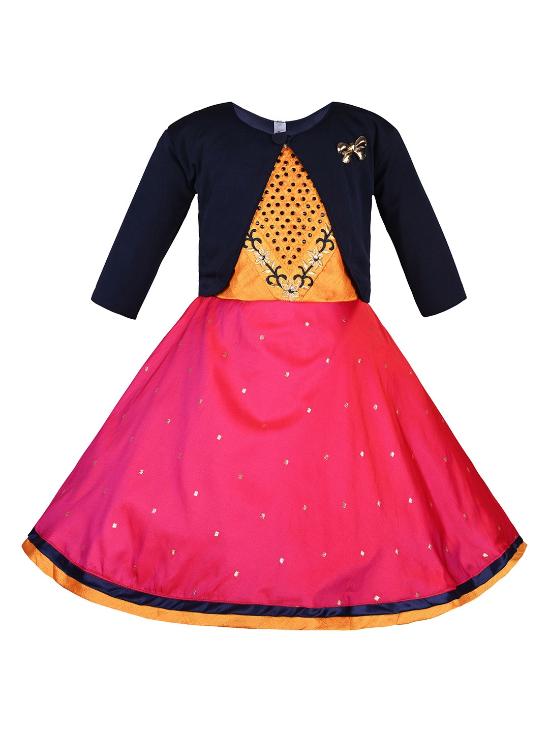 

Wish Karo Embellished Embroidered A-Line Dress, Yellow