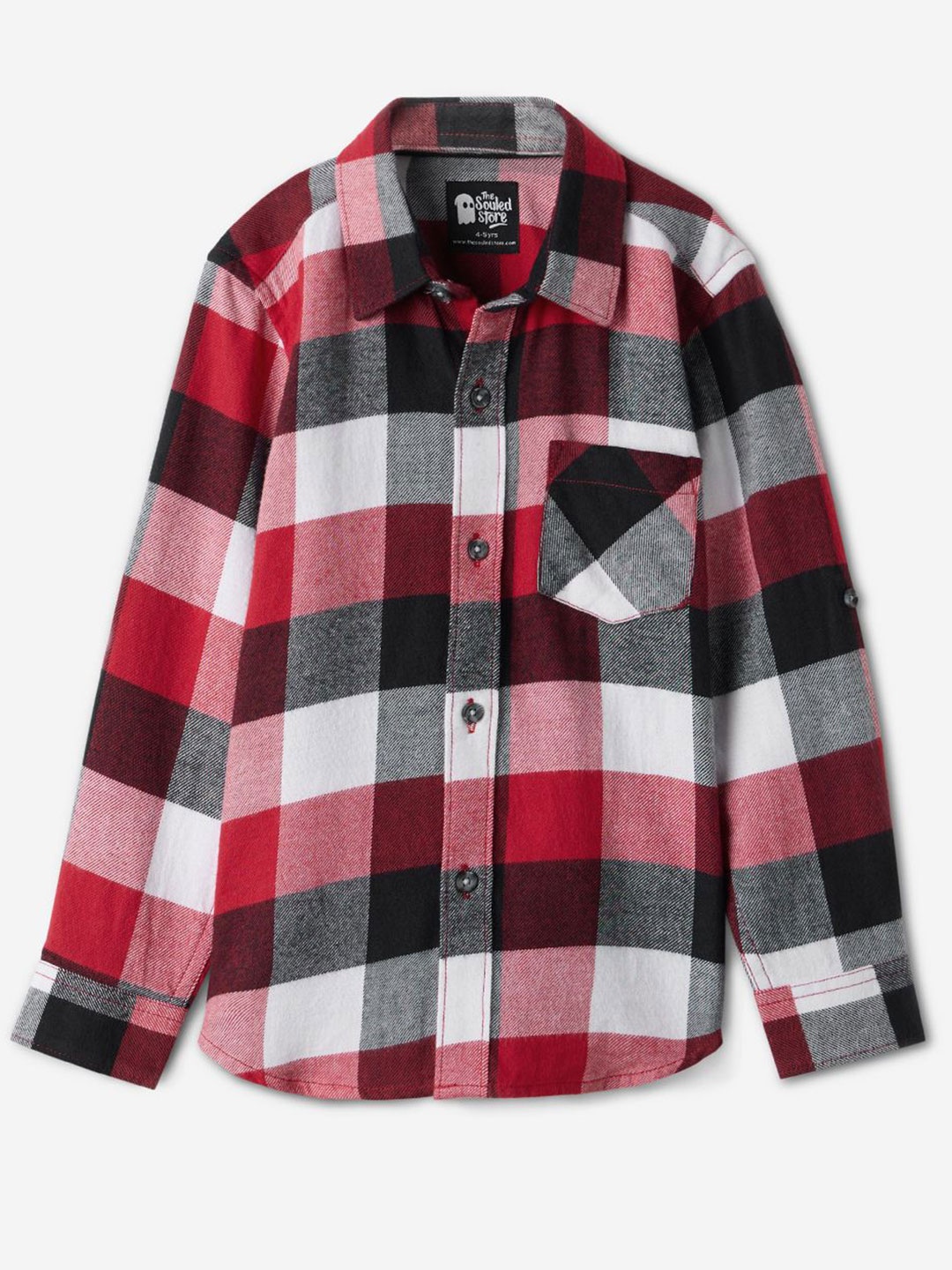 

The Souled Store Boys Spread Collar Buffalo Checked Cotton Casual Shirt, White