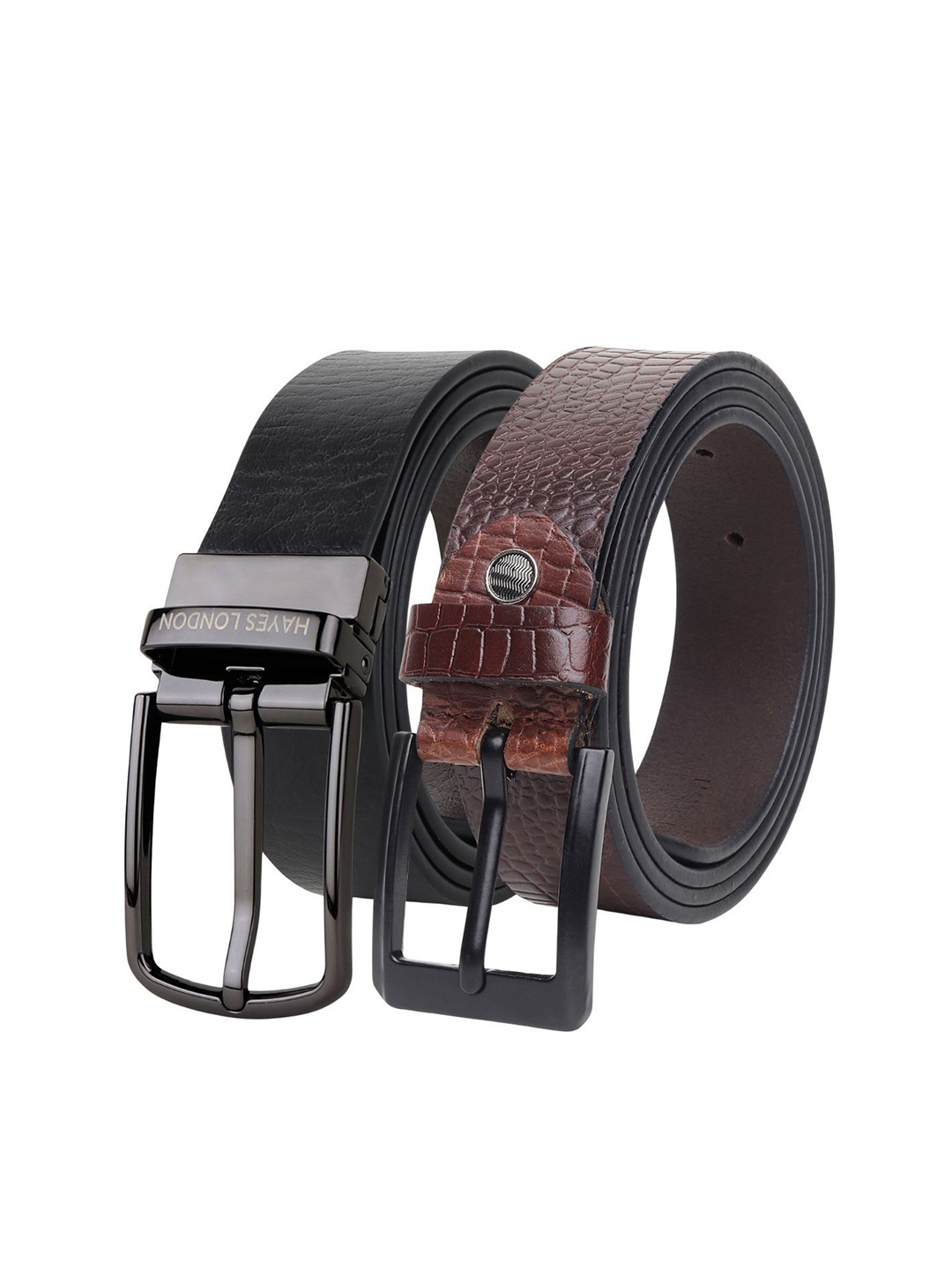 

Hayes London Men Formal Belts Combo Pack of 2 Premium Genuine Leather Belt, Brown