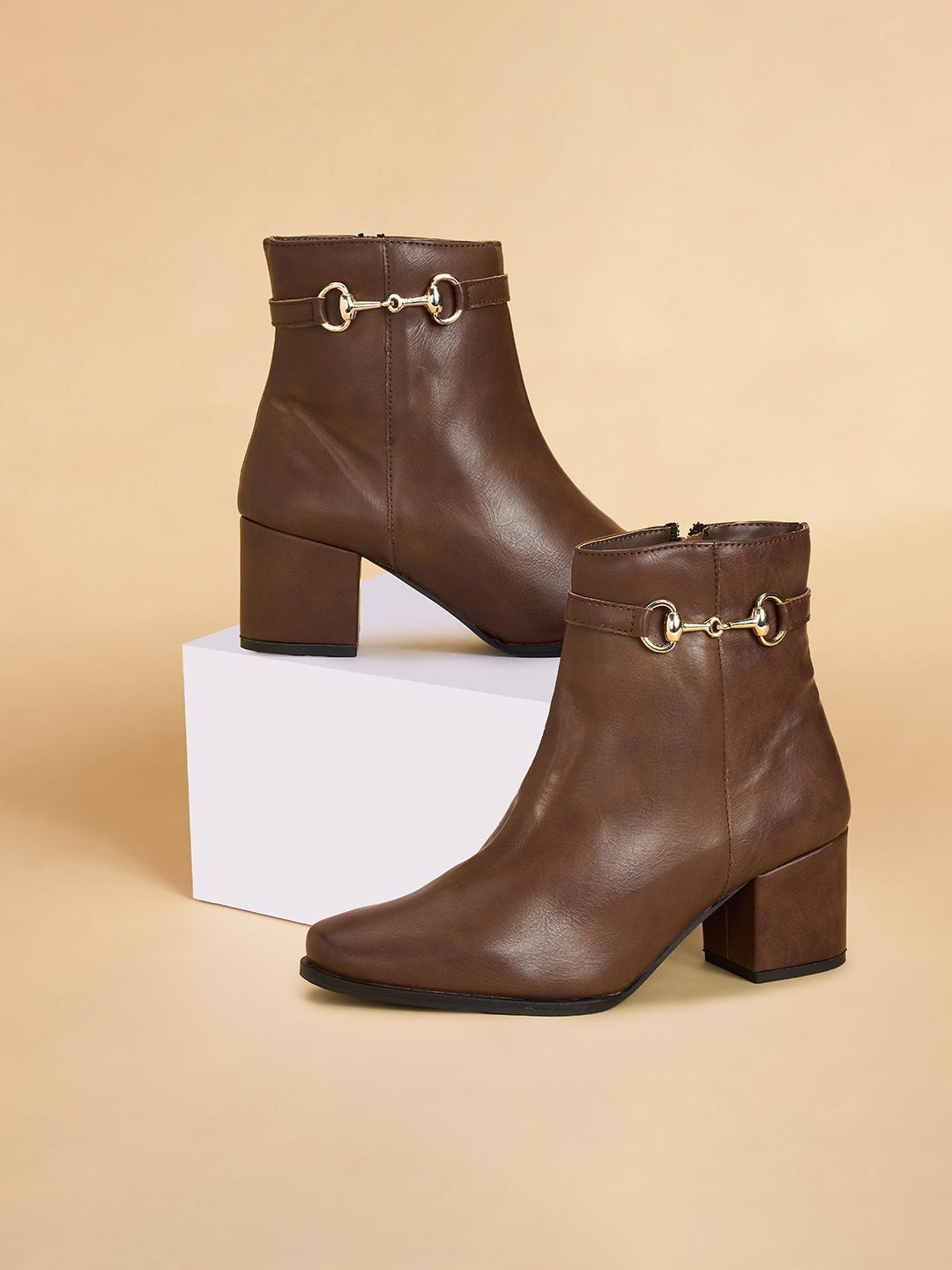 

Forever Glam by Pantaloons Women Block Heel Monk Strap Boot, Brown