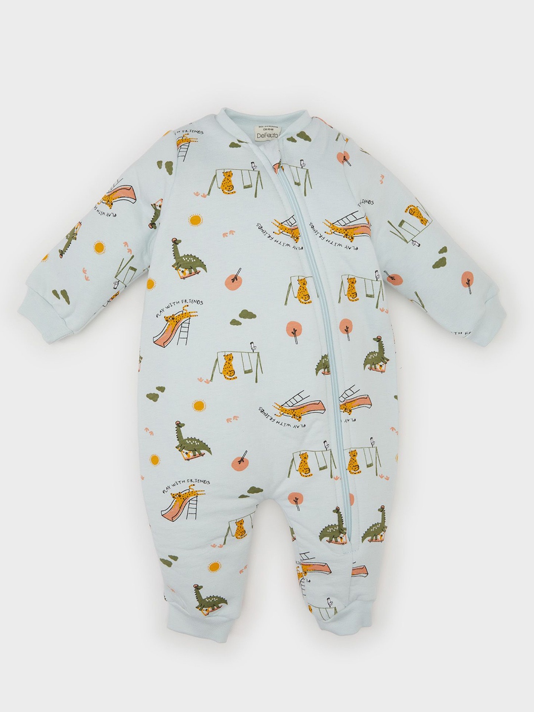 

DeFacto Boys Printed Pure Cotton Rompers, Blue
