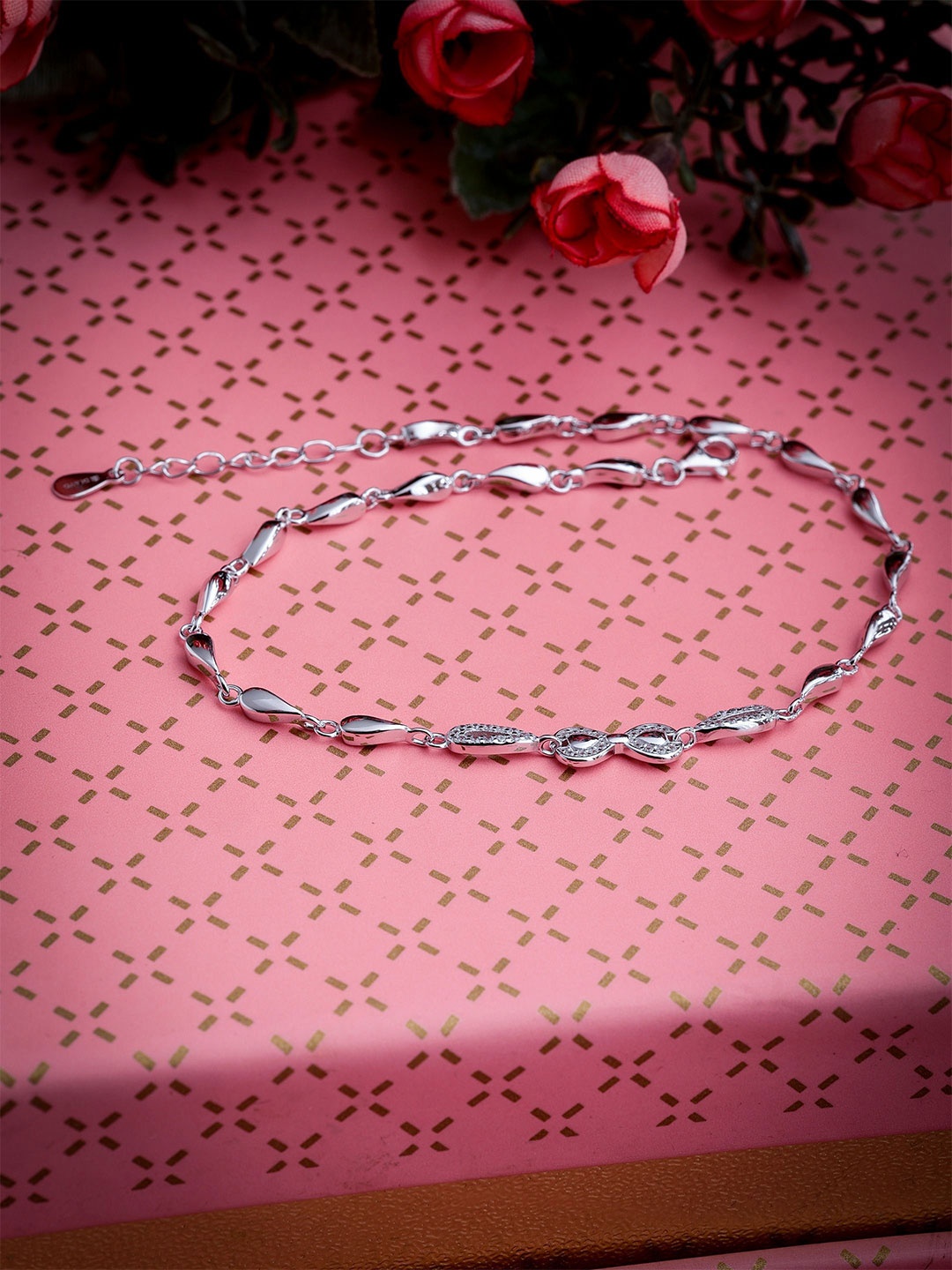 

DIAVO Rhodium-Plated Anklet, Silver