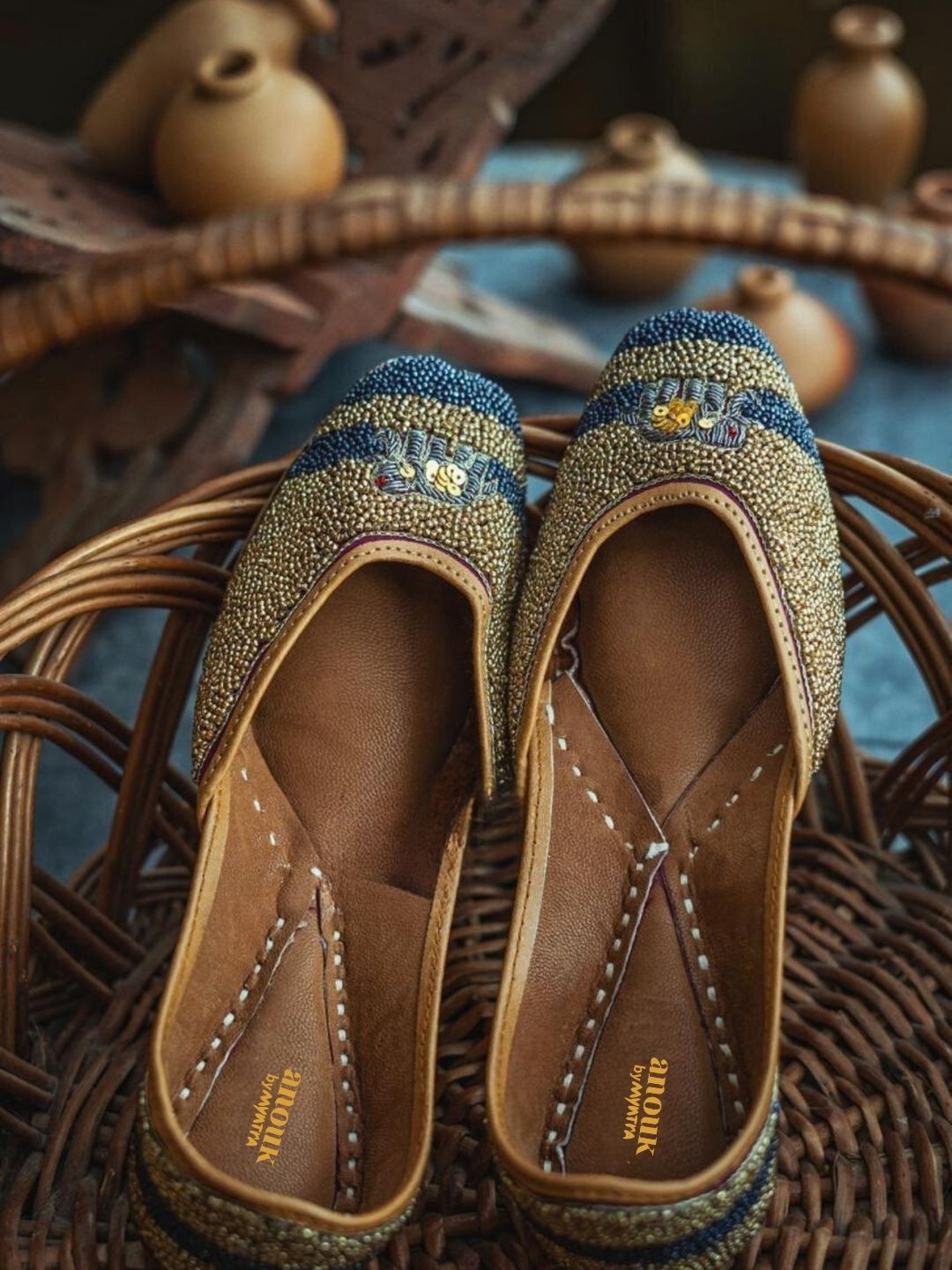 

Anouk Women Ethnic Mojaris with Embroidered Flats, Multi